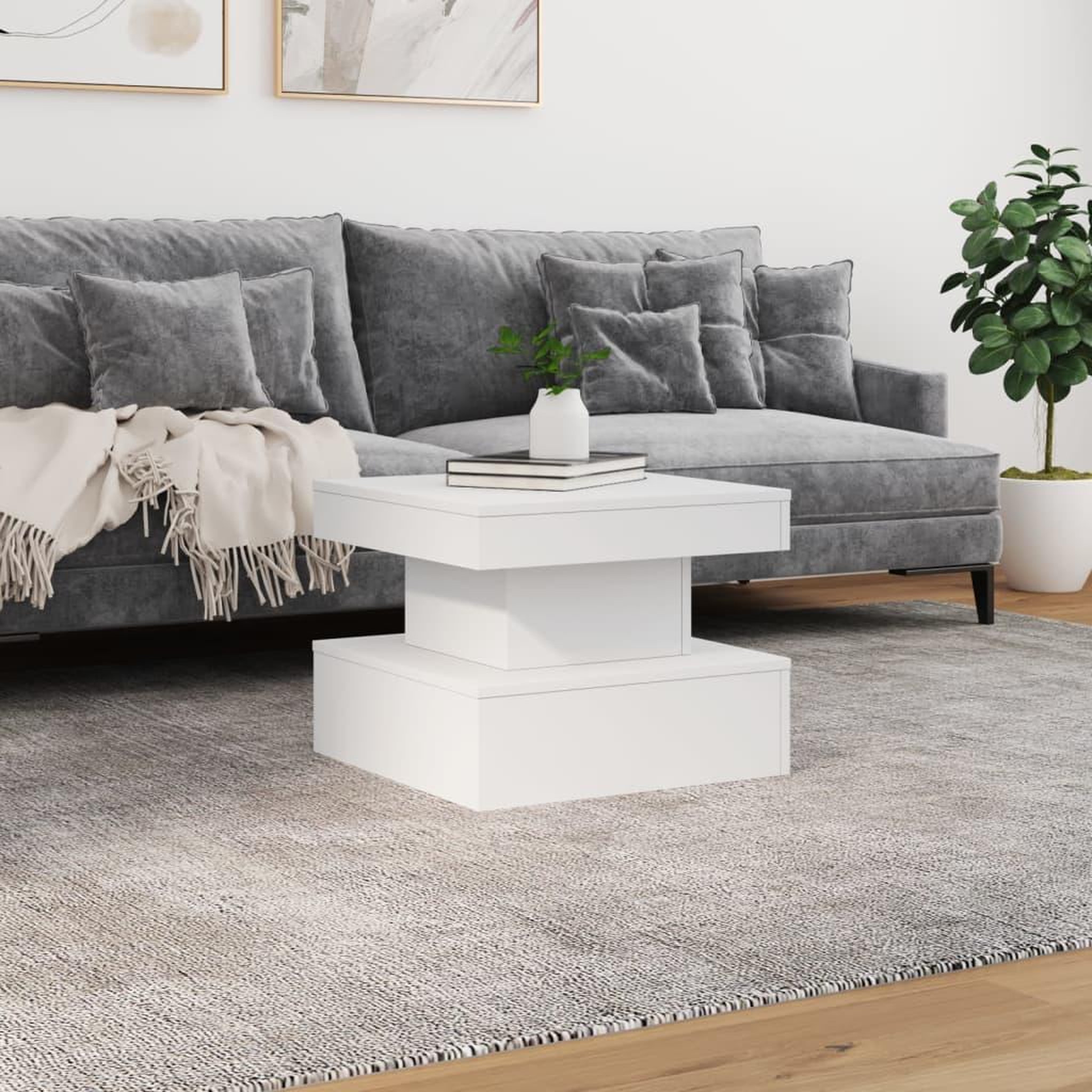 Voir la diapositive 4 : VIDAXL Table basse avec lumieres LED blanc 50x50x40 cm