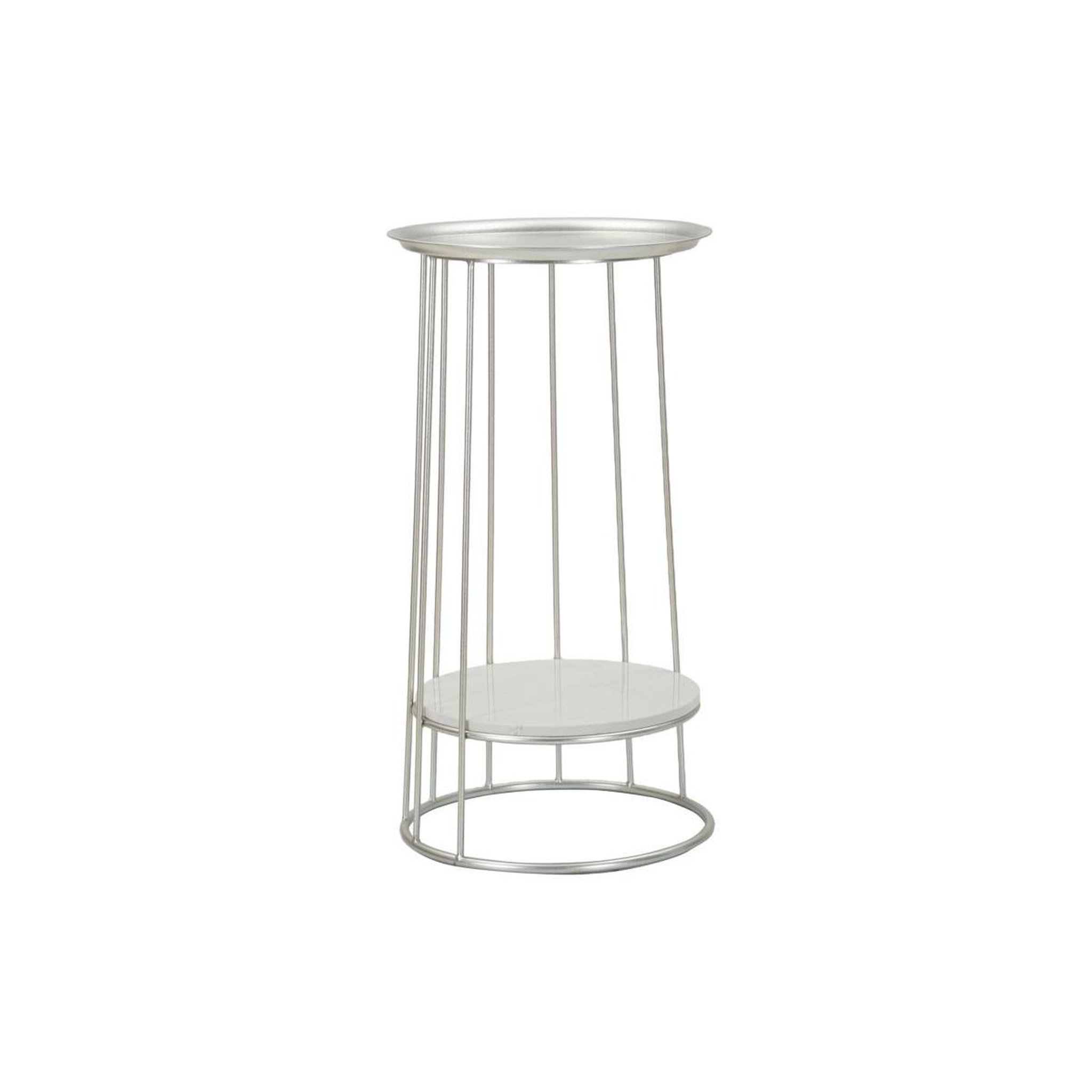 Paris Prix Table d'appoint avec étagère en marbre  tower  76cm argent