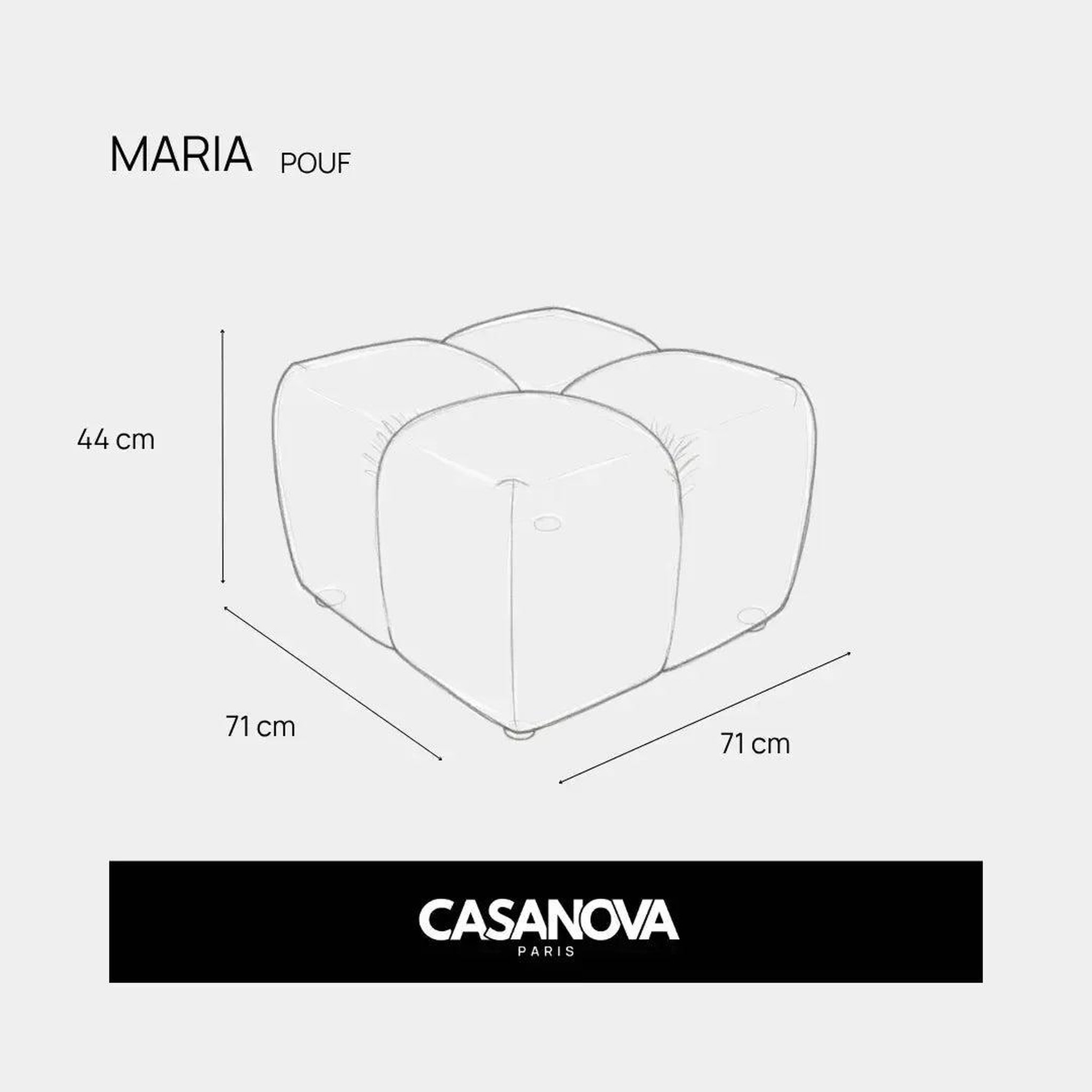 Voir la diapositive 6 : CASANOVA PARIS Maria - pouf en tissu lisse