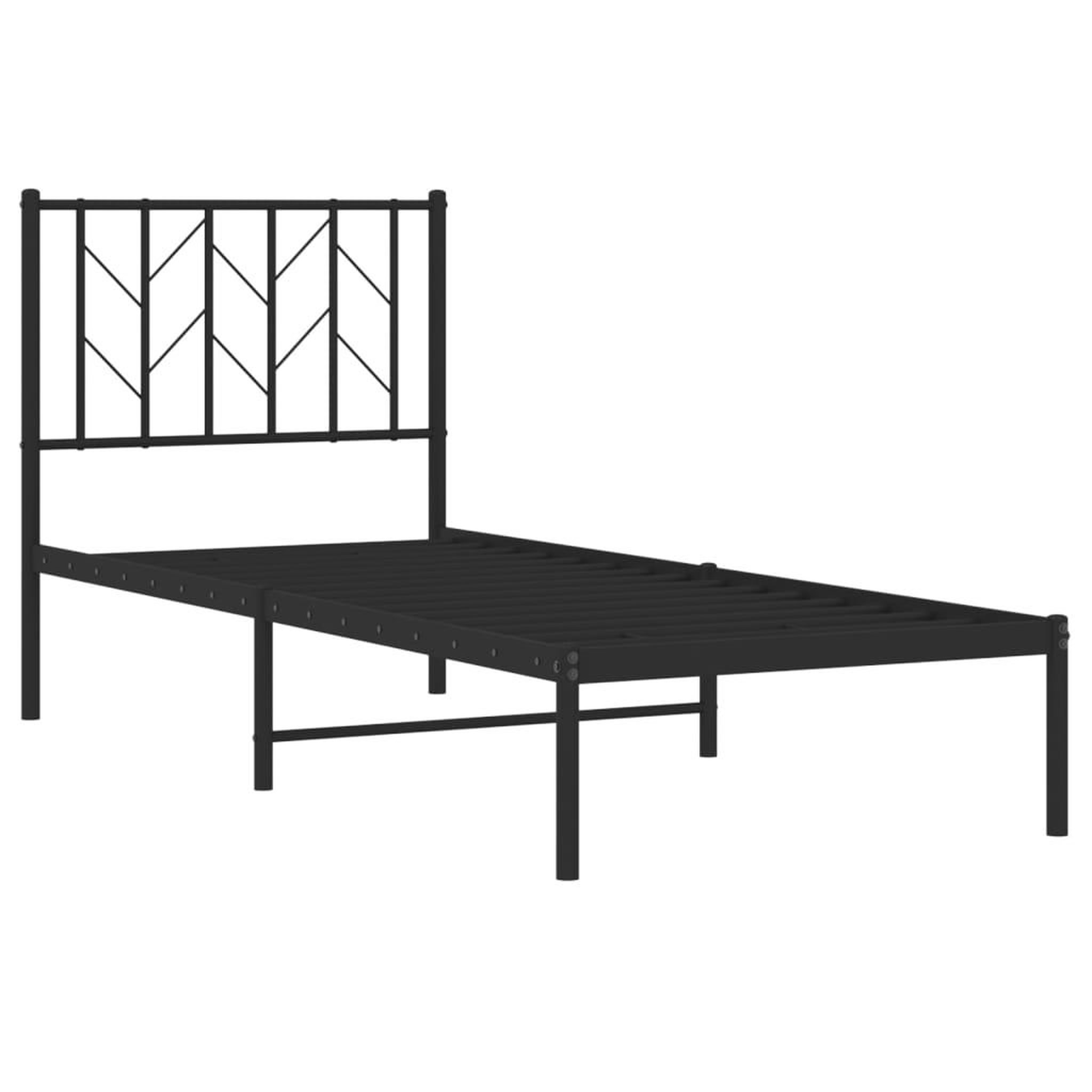 Voir la diapositive 4 : VIDAXL Cadre de lit metal sans matelas avec tete de lit noir 75x190 cm