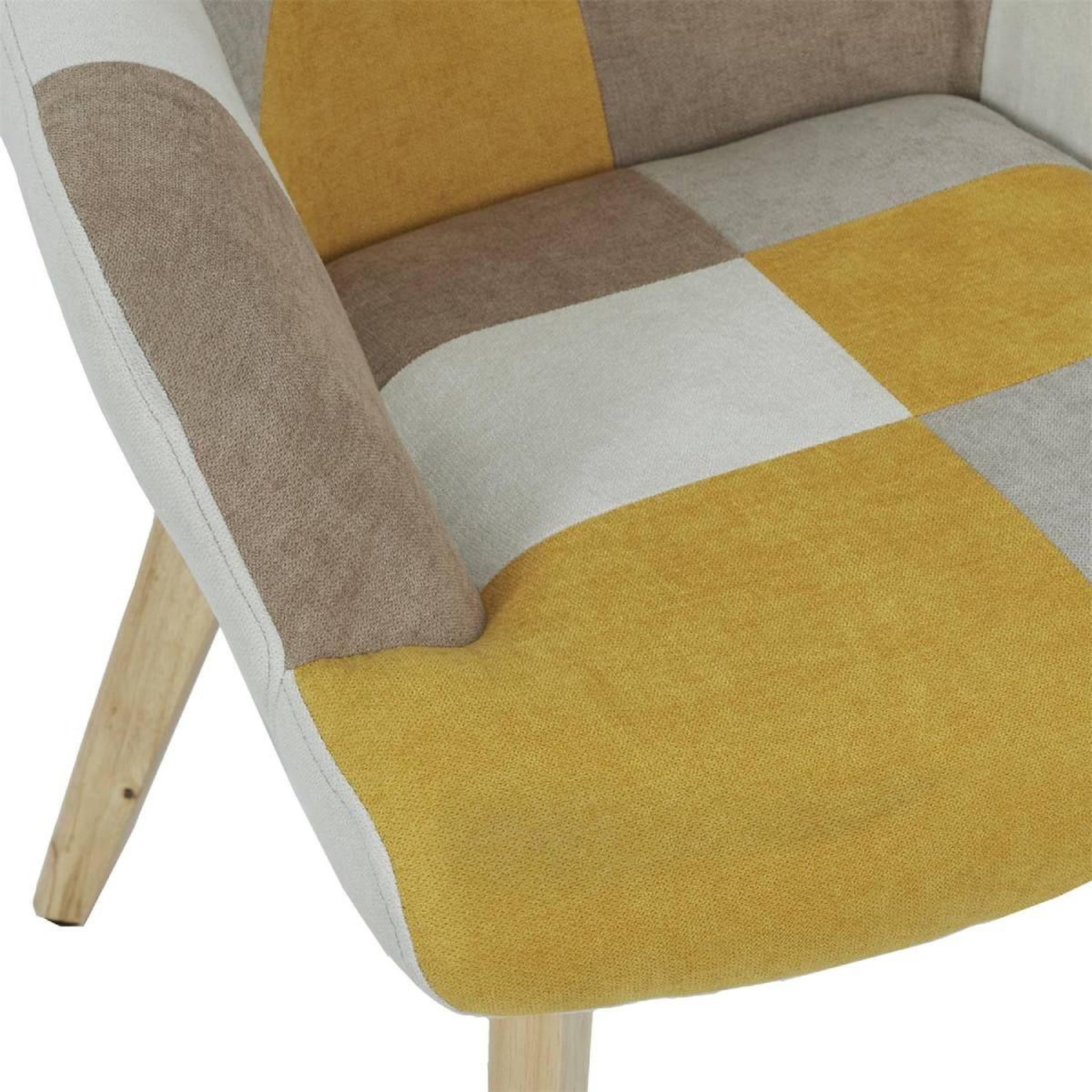 Voir la diapositive 5 : The Home Deco Factory Fauteuil patchwork  helsinki  99cm jaune