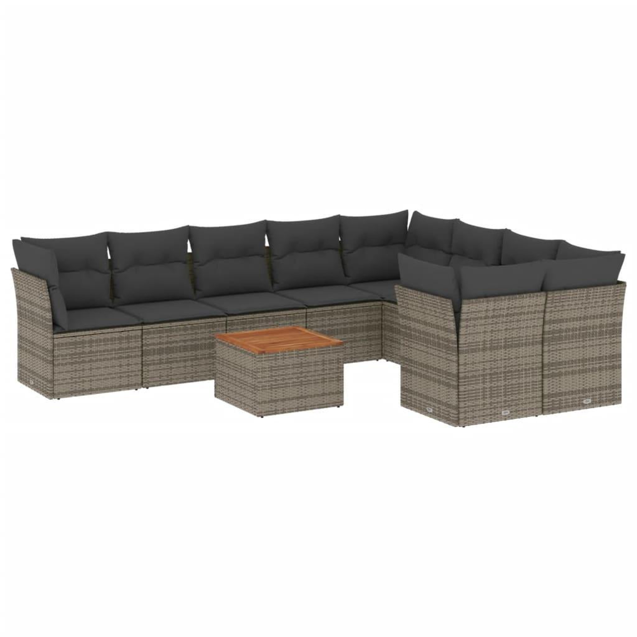 Voir la diapositive 2 : VIDAXL Salon de jardin avec coussins 10 pcs gris resine tressee