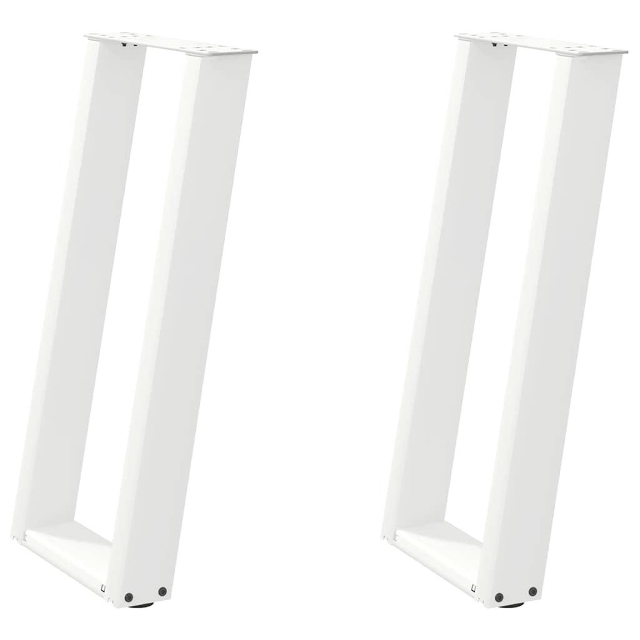 Voir la diapositive 2 : VIDAXL Pieds de table console forme de U 2pcs blanc 28x(72-73)cm acier
