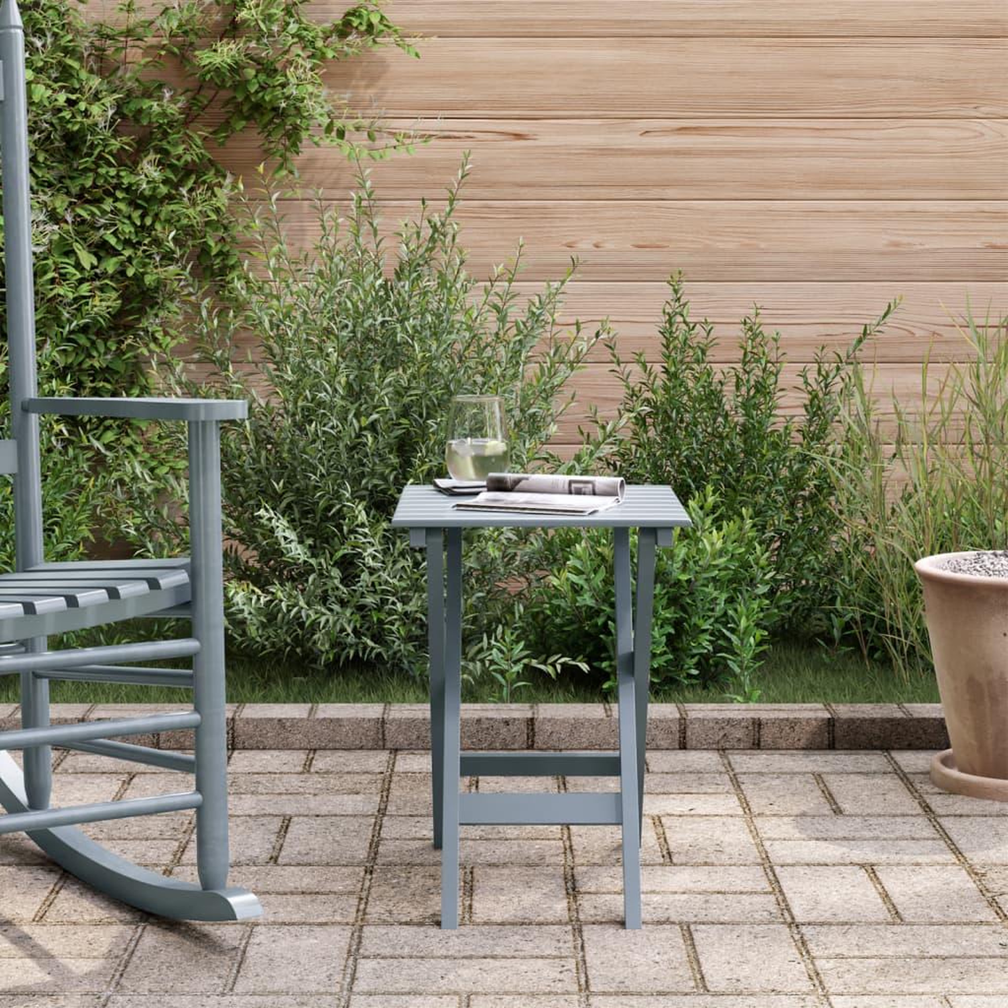 Voir la diapositive 3 : VIDAXL Table d'appoint pliable gris bois de peuplier massif