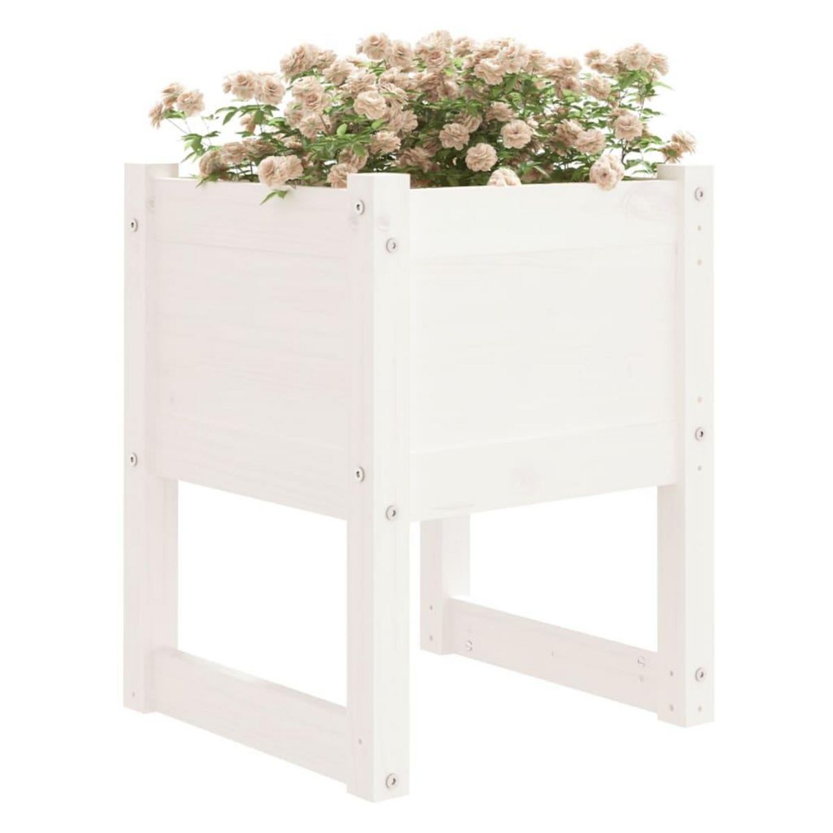 VIDAXL Jardinieres 2 pcs Blanc 40x40x52,5 cm Bois massif de pin