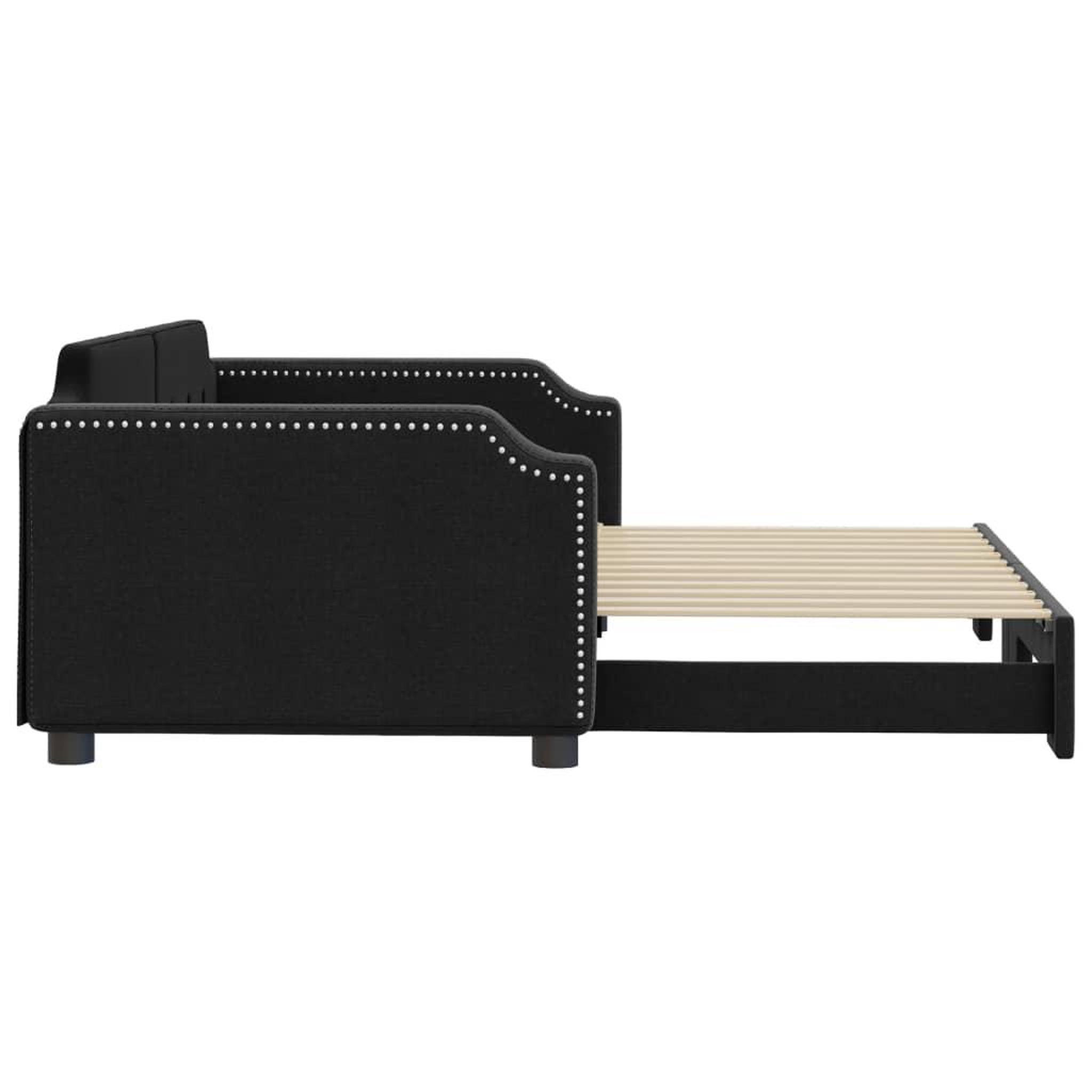 Voir la diapositive 4 : VIDAXL Lit de jour avec gigogne sans matelas noir 100x200 cm