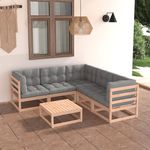 VIDAXL Salon de jardin 6 pcs avec coussins Bois de pin massif