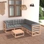 Voir la diapositive 1 : VIDAXL Salon de jardin 6 pcs avec coussins Bois de pin massif
