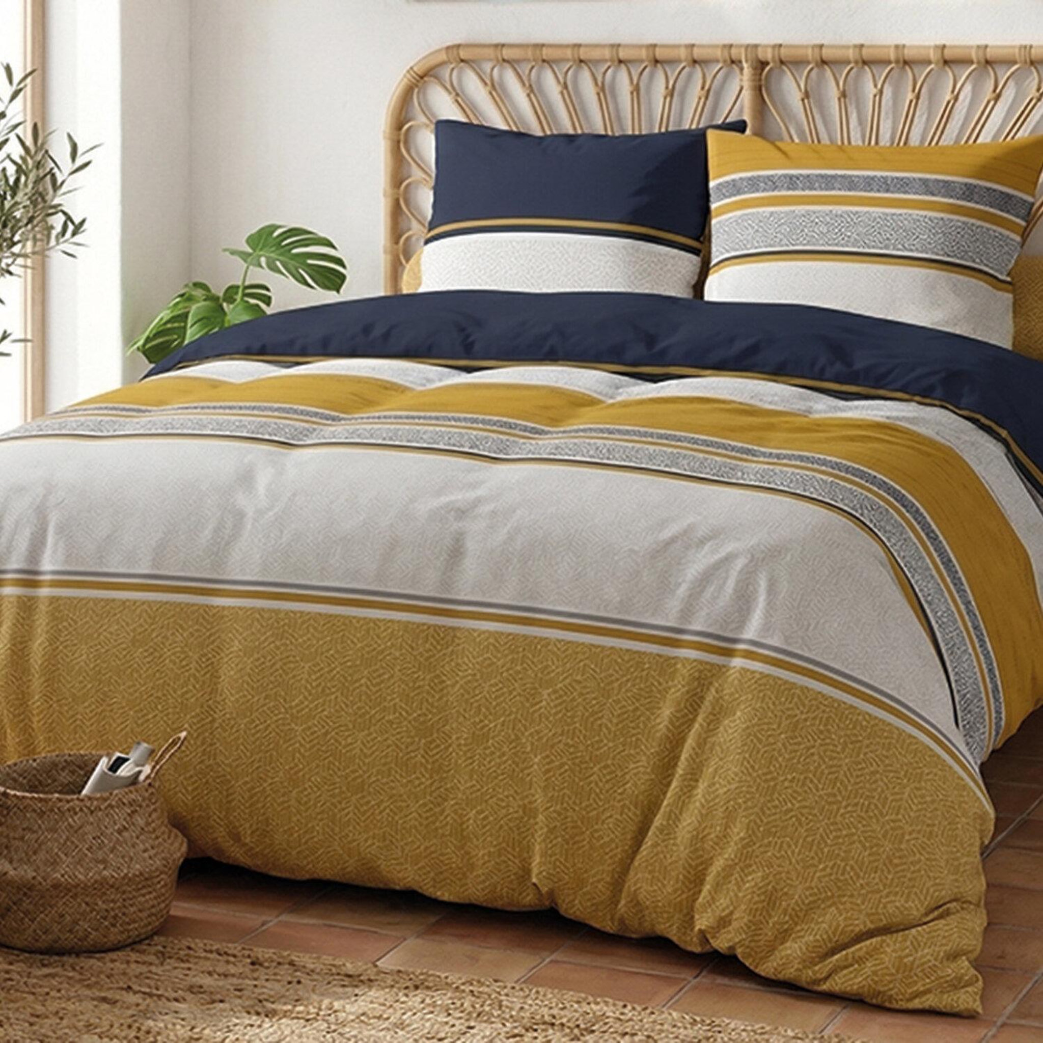 Voir la diapositive 2 : ATELIER DU COTON Parure housse de couette en coton 57 fils jaisaï