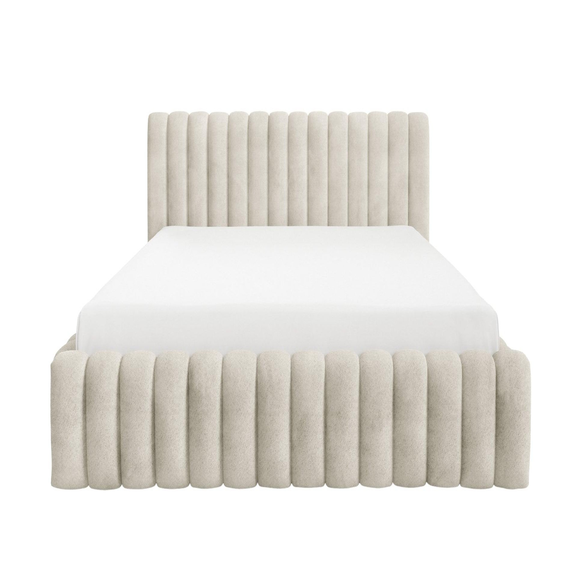 CASANOVA PARIS Estelle - lit coffre tissu bouclette. Coloris disponibles : Beige