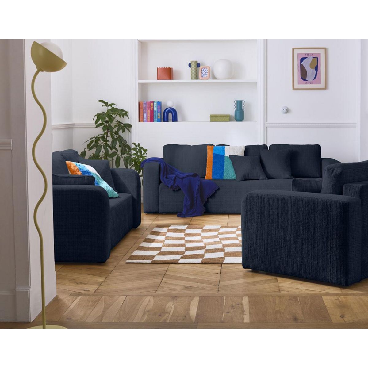 BEST MOBILIER Miro - canapé droit 2 places - en velours texturé