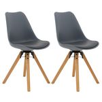 IDIMEX Lot de 2 chaises pivotantes BOLIVIA, style scandinave, synthétique et bois. Coloris disponibles : Gris