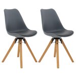 IDIMEX Lot de 2 chaises pivotantes BOLIVIA, style scandinave, synthétique et bois. Coloris disponibles : Gris