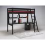 Voir la diapositive 2 : Lit Mezzanine 90x190cm en bois massif avec sommier bureau et caisson CITY