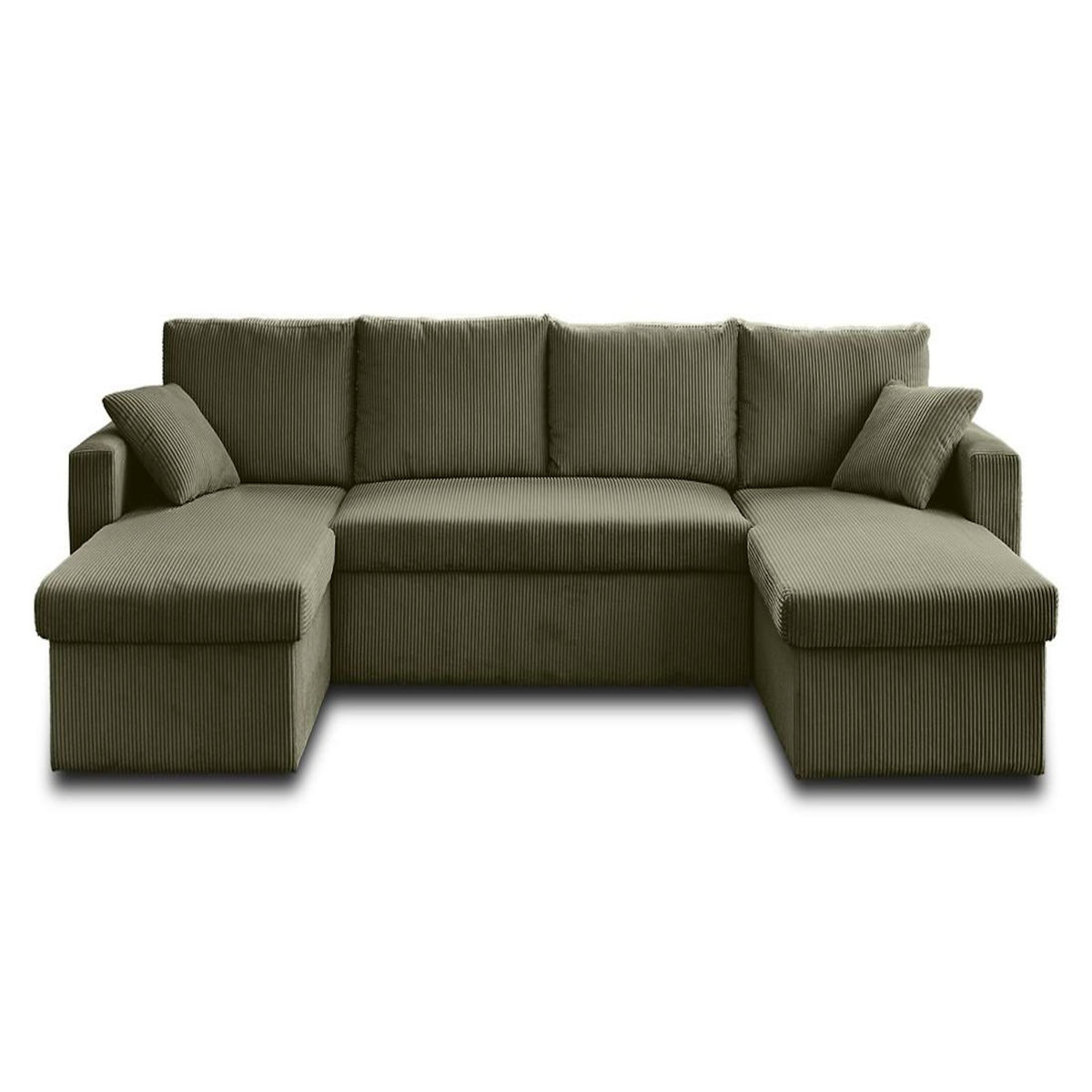 BEST MOBILIER Cyrus - canapé panoramique en u - 7 places - convertible avec coffre - en velours côtelé