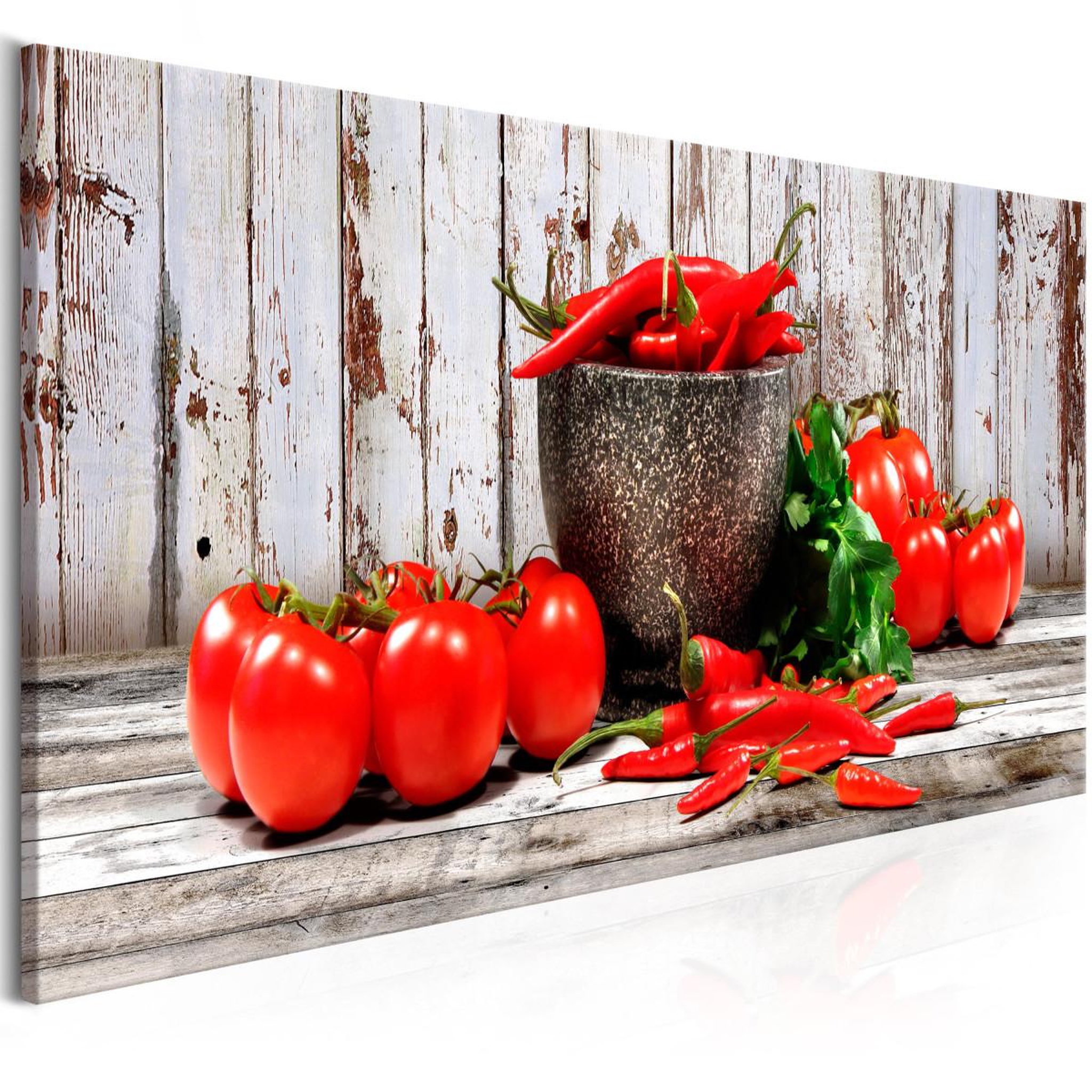Paris Prix Tableau imprimé  red vegetables wood narrow. Coloris disponibles : Multicolore