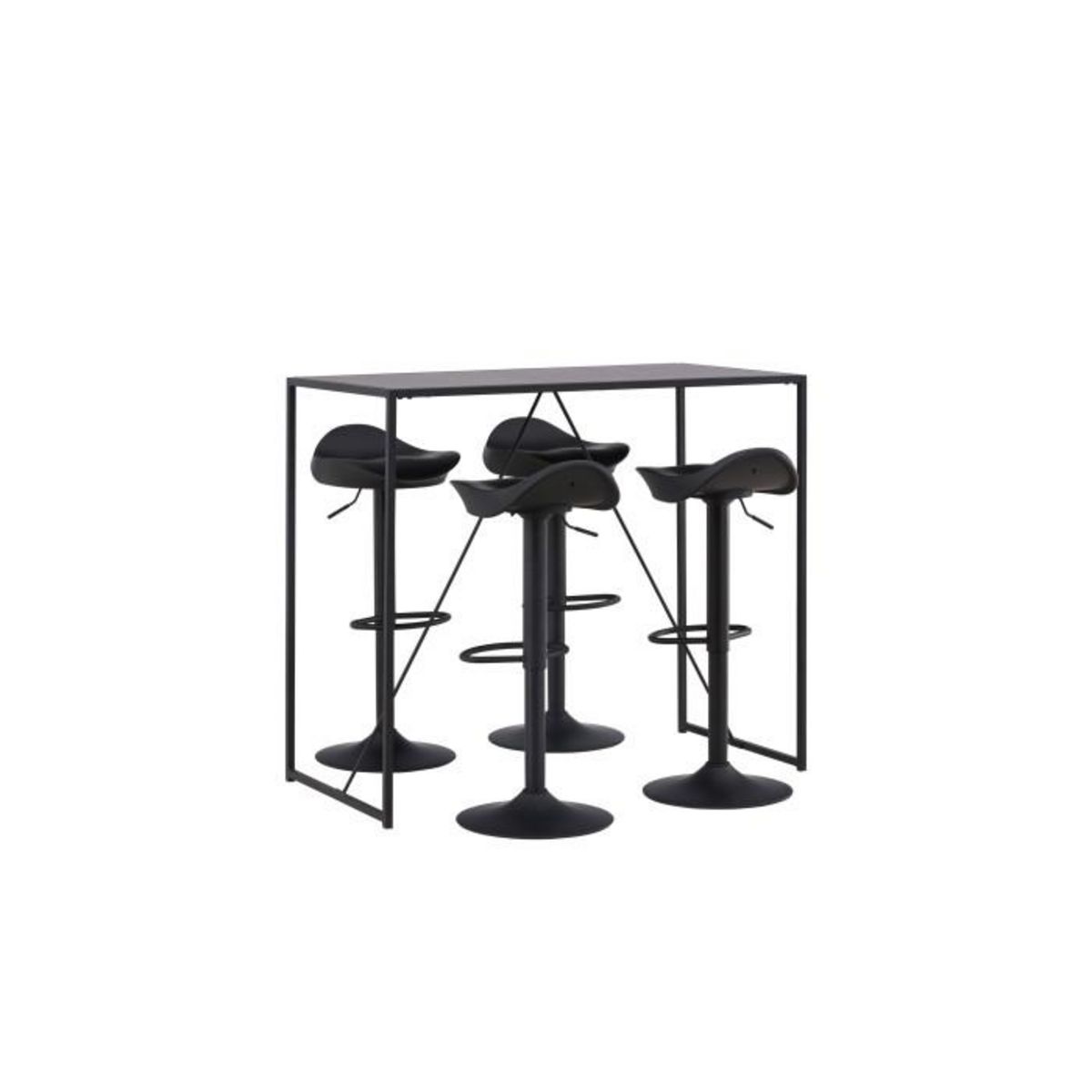 Paris Prix Ensemble Table de Bar & 4 Tabourets  Brea & Adesto  120cm Noir