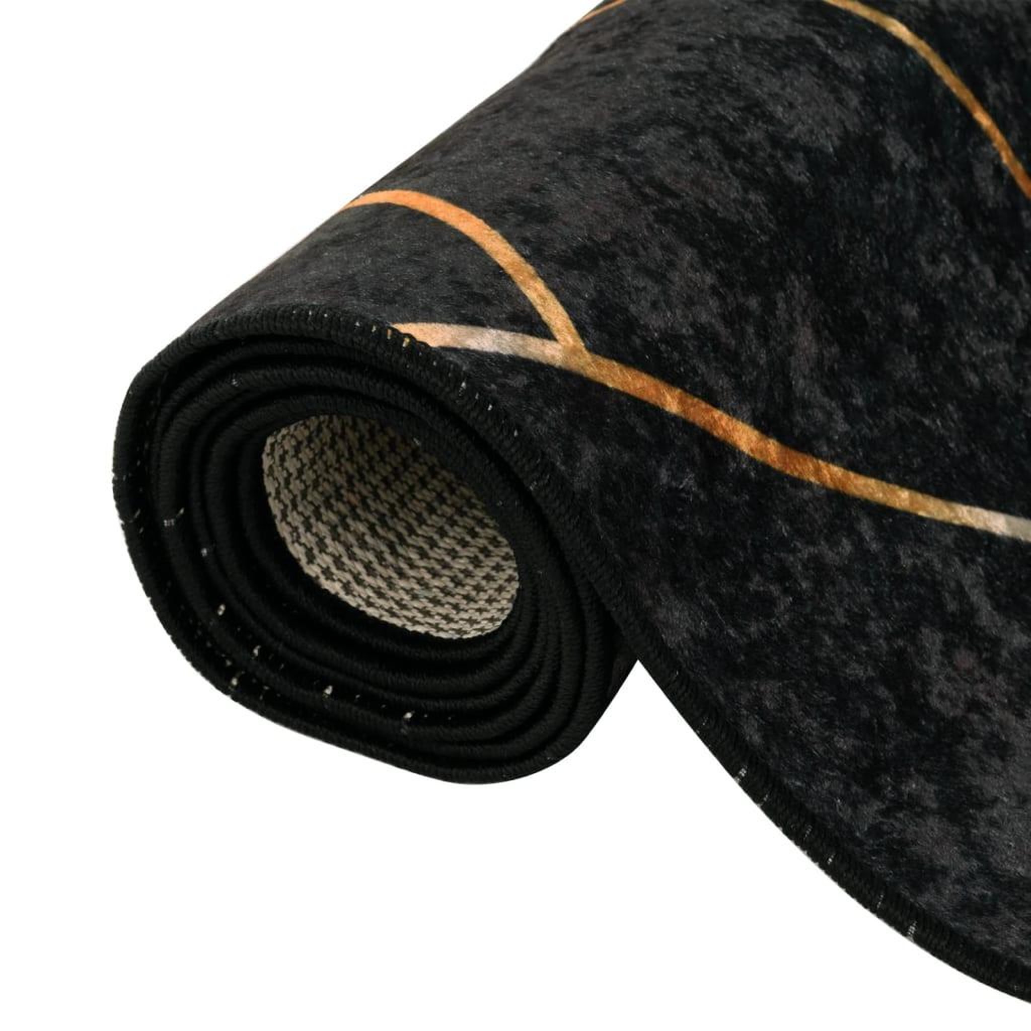 Voir la diapositive 5 : VIDAXL Tapis lavable noir et dore 80x150 cm antiderapant