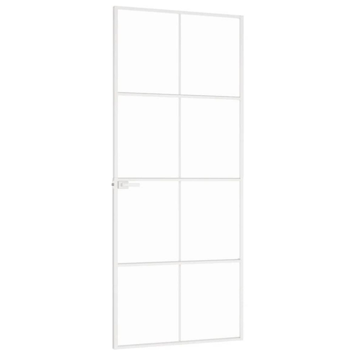 VIDAXL Porte d'interieur Blanc 83x201,5 cm Trempe verre aluminium fin