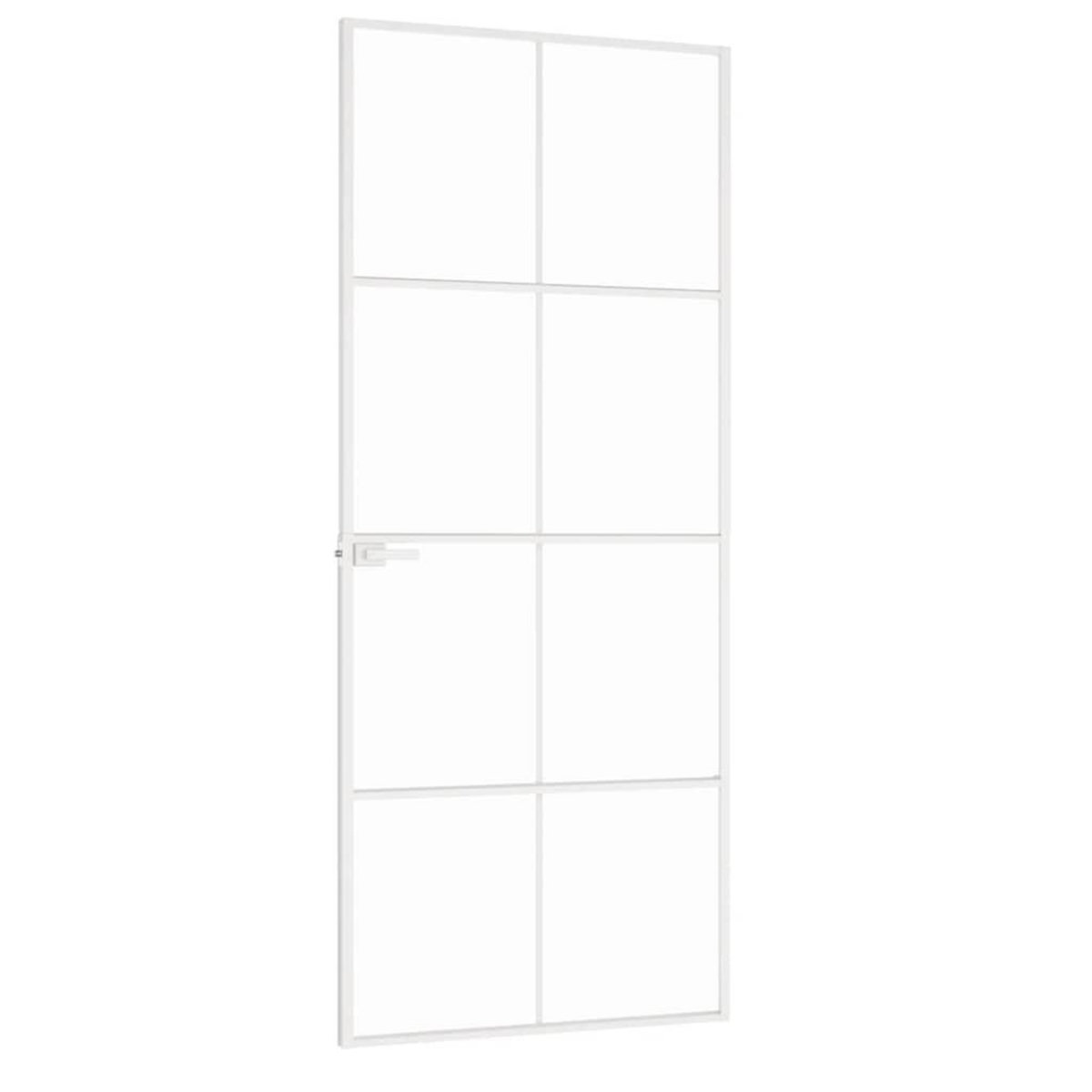 VIDAXL Porte d'interieur Blanc 83x201,5 cm Trempe verre aluminium fin