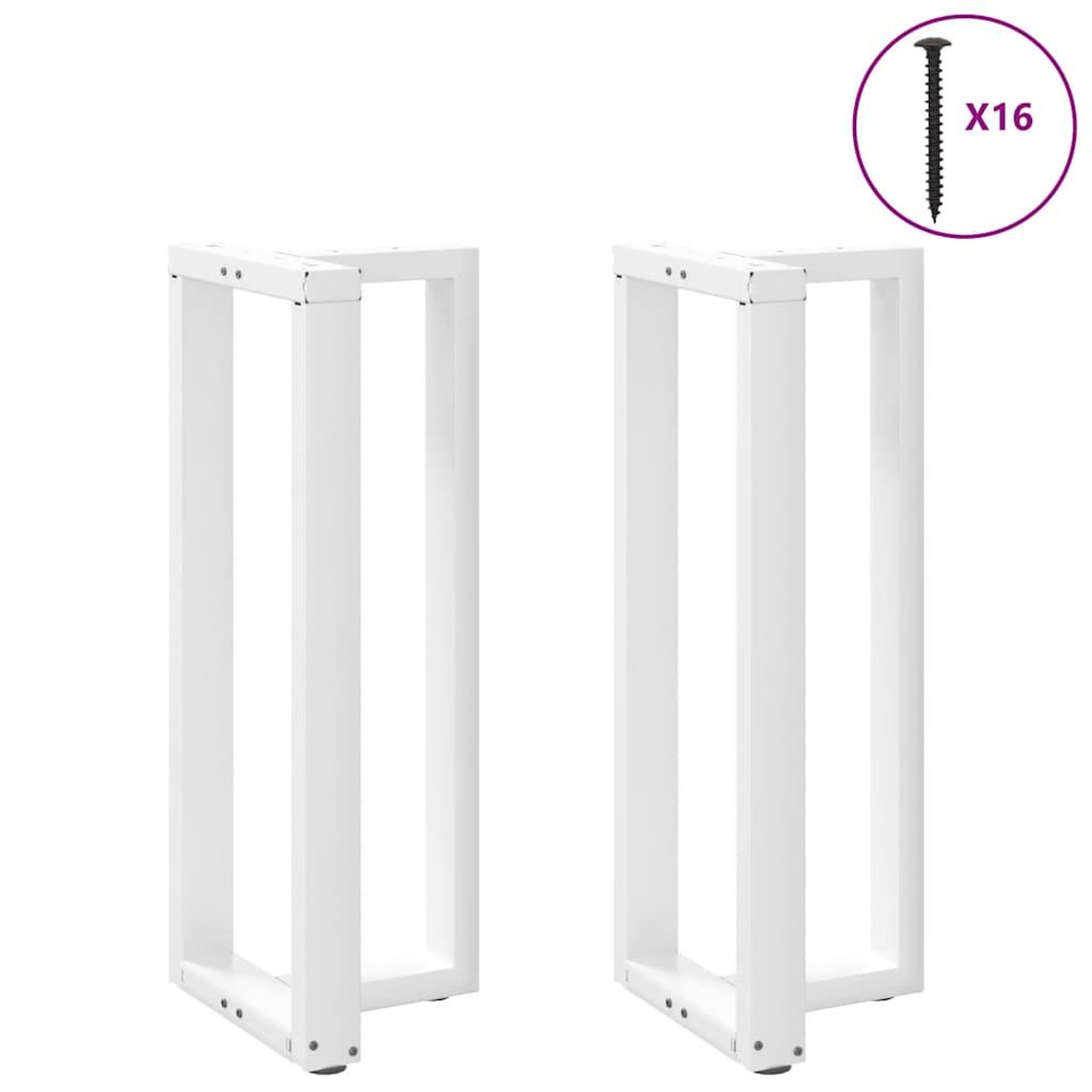 Voir la diapositive 3 : VIDAXL Pieds de table de bar forme de T 2 pcs blanc 50x35x(100-101) cm