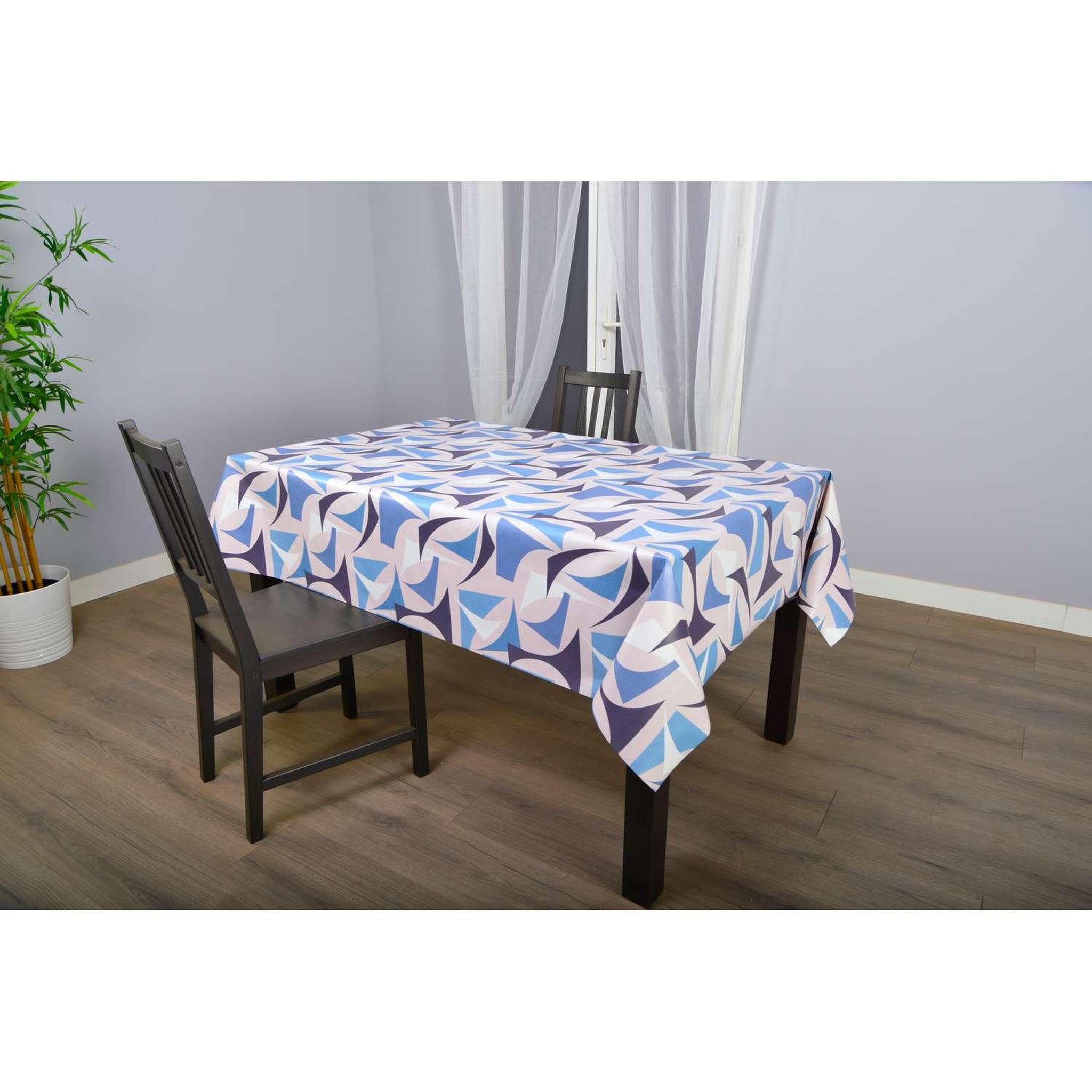 Voir la diapositive 2 : HABITABLE Nappe en toile cirée rectangulaire figu - 140 x 250 cm - bleu