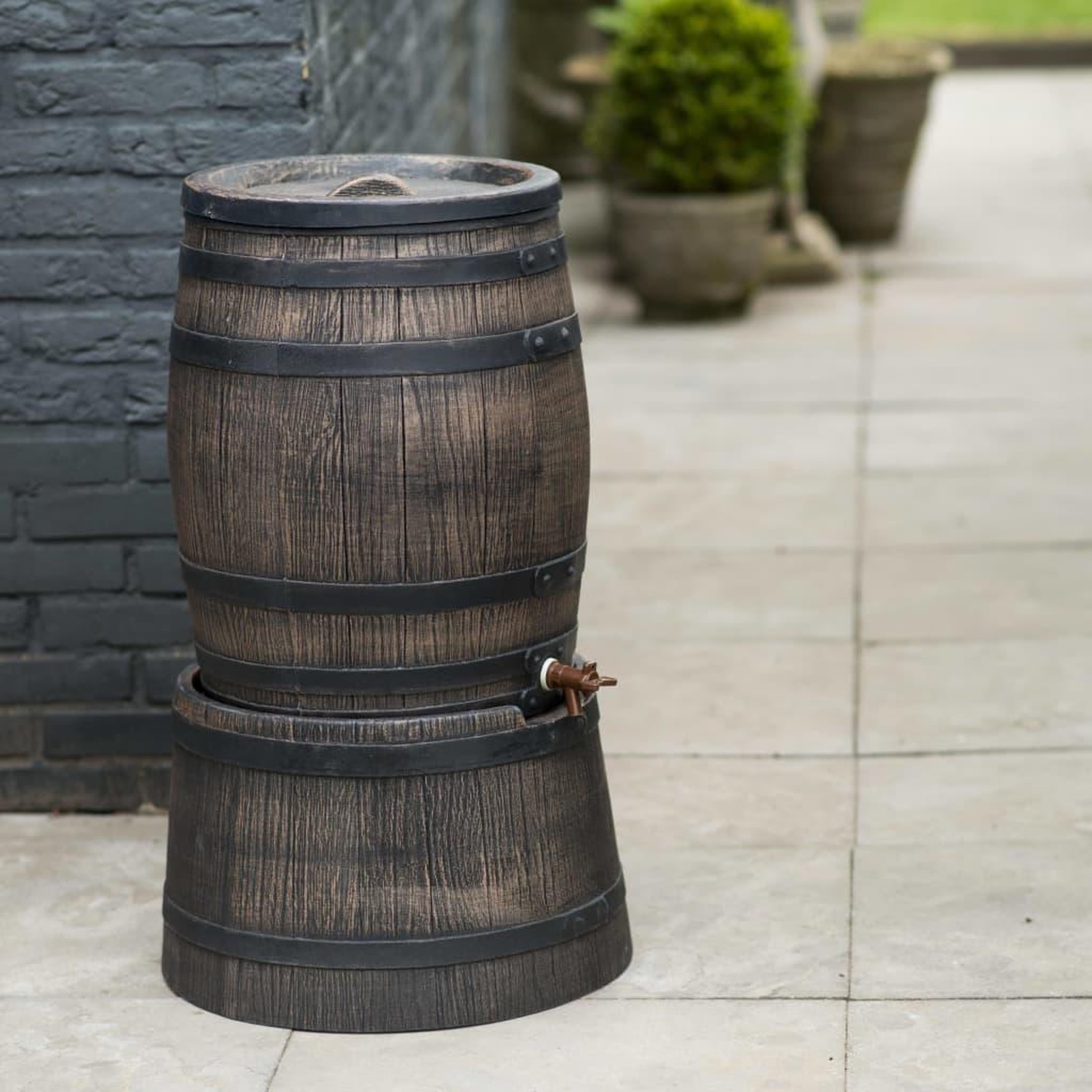Voir la diapositive 4 : NATURE Nature Support de baril d'eau de pluie aspect de bois 45x28,5cm Marron