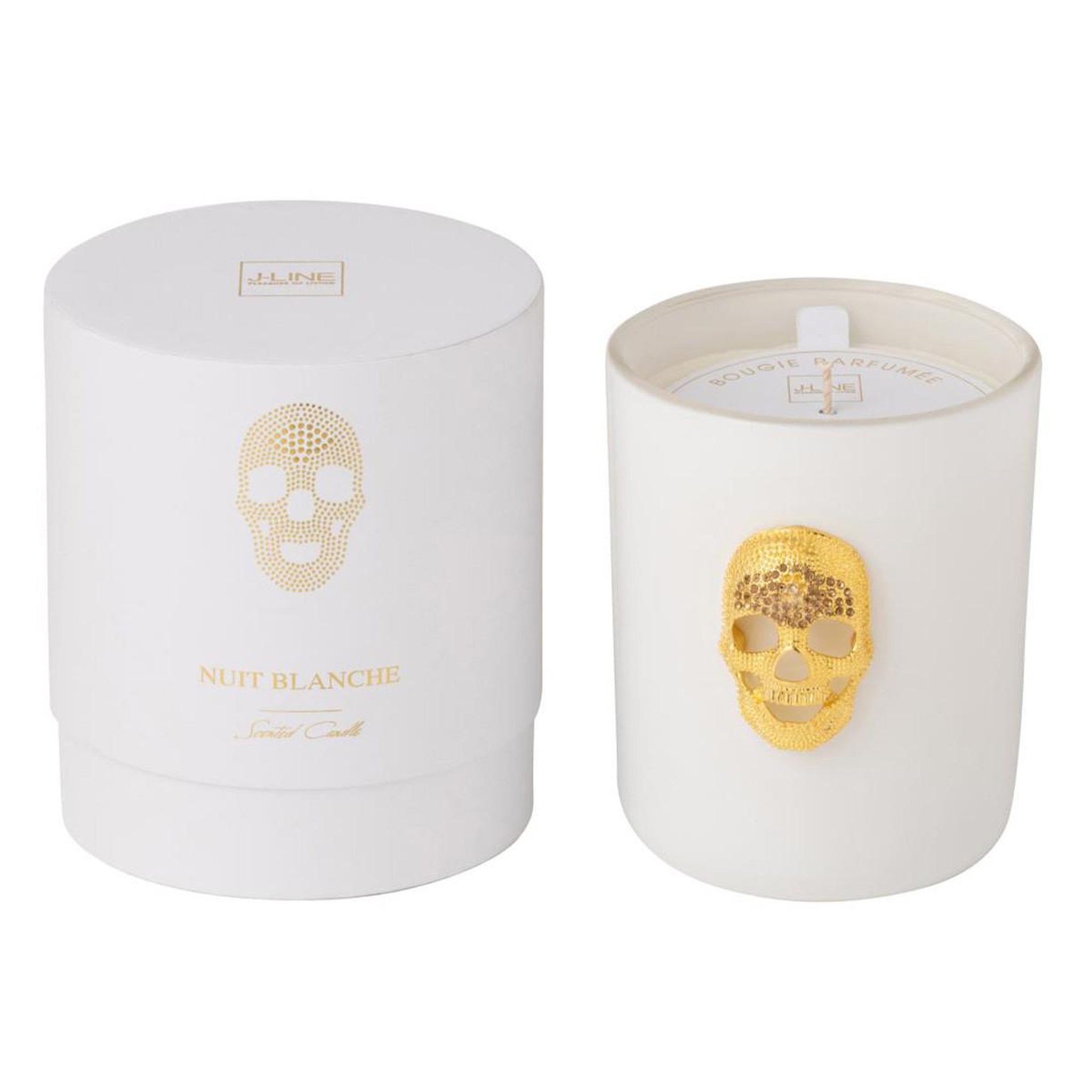 J-LINE Bougie parfumée  crane nuit  13cm white floral tonk