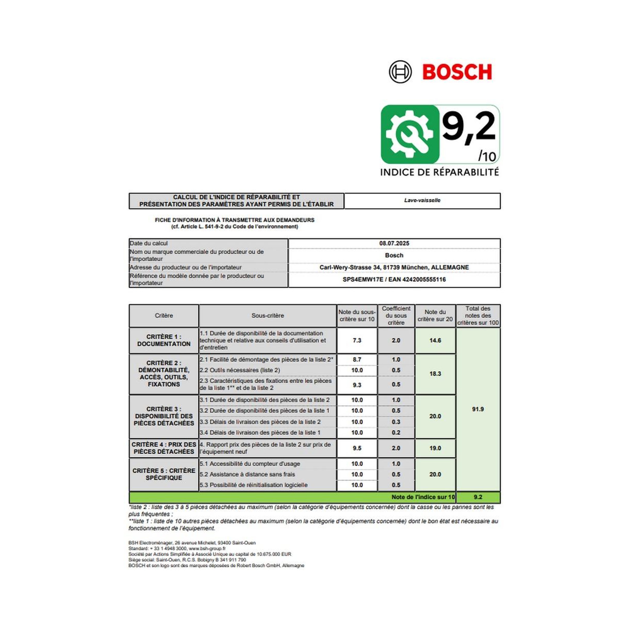 Voir la diapositive 4 : BOSCH Lave-vaisselle 45cm 10 couverts 44db blanc - SPS4EMW17E