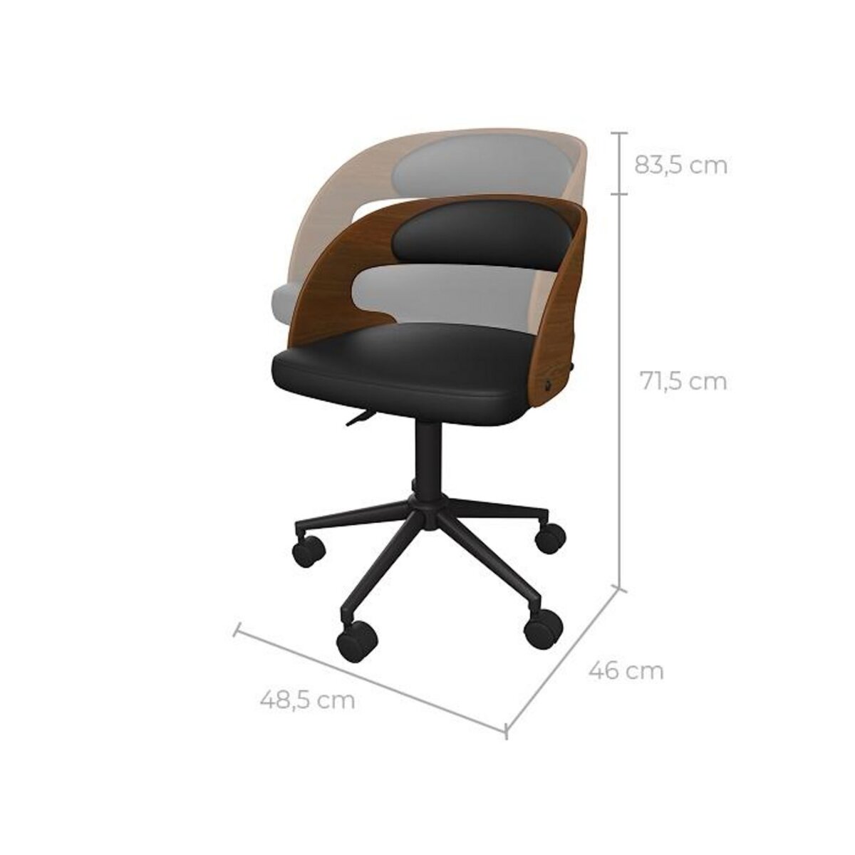 Rendez vous déco Chaise de bureau pivotante en bois et PU blanc - Louis