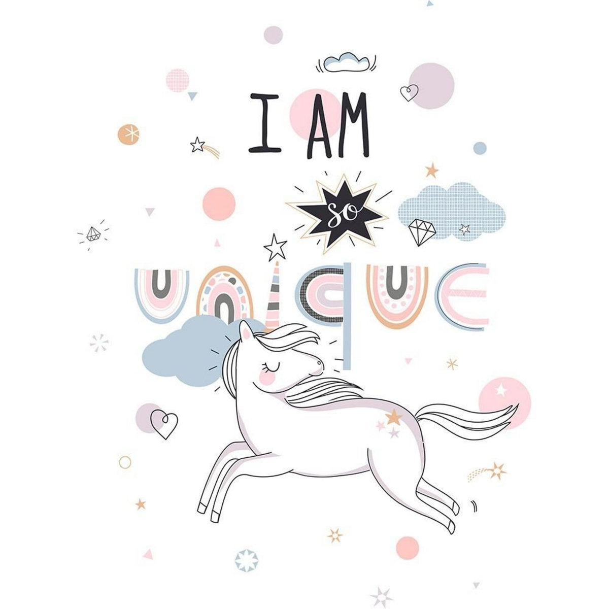 ATMOSPHERA Housse de couette enfant 140x200 Licorne + taie 100% coton 57 fils