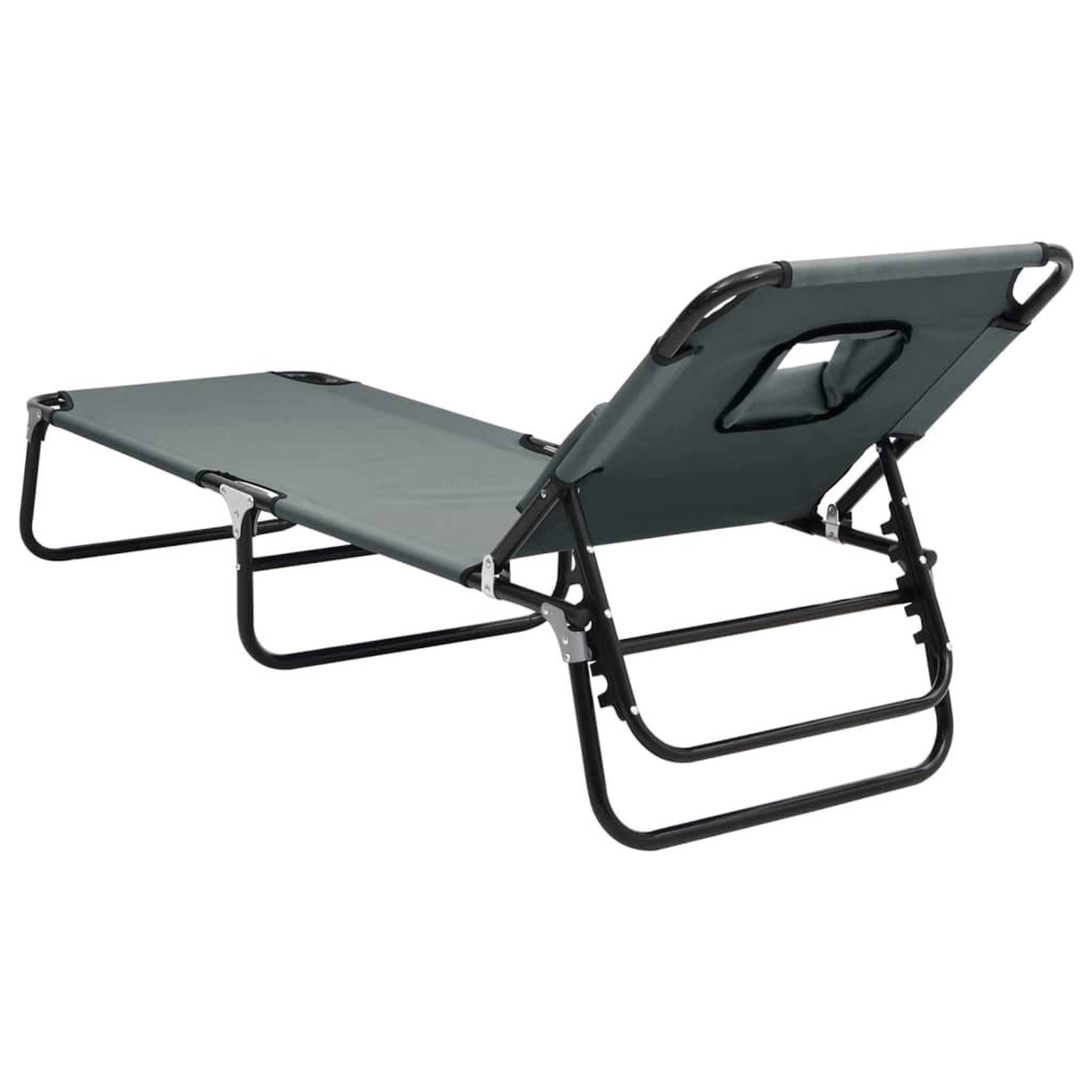 Voir la diapositive 5 : VIDAXL Chaise longue pliante gris tissu oxford acier enduit de poudre