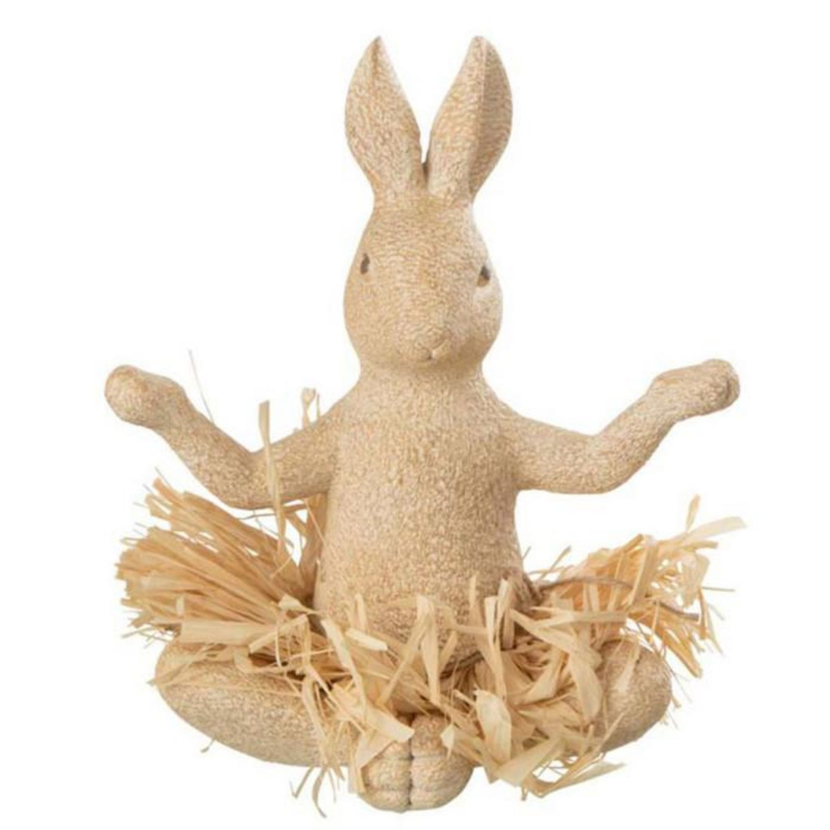 Paris Prix Statuette Déco  Lapin Assis Yoga  21cm Naturel