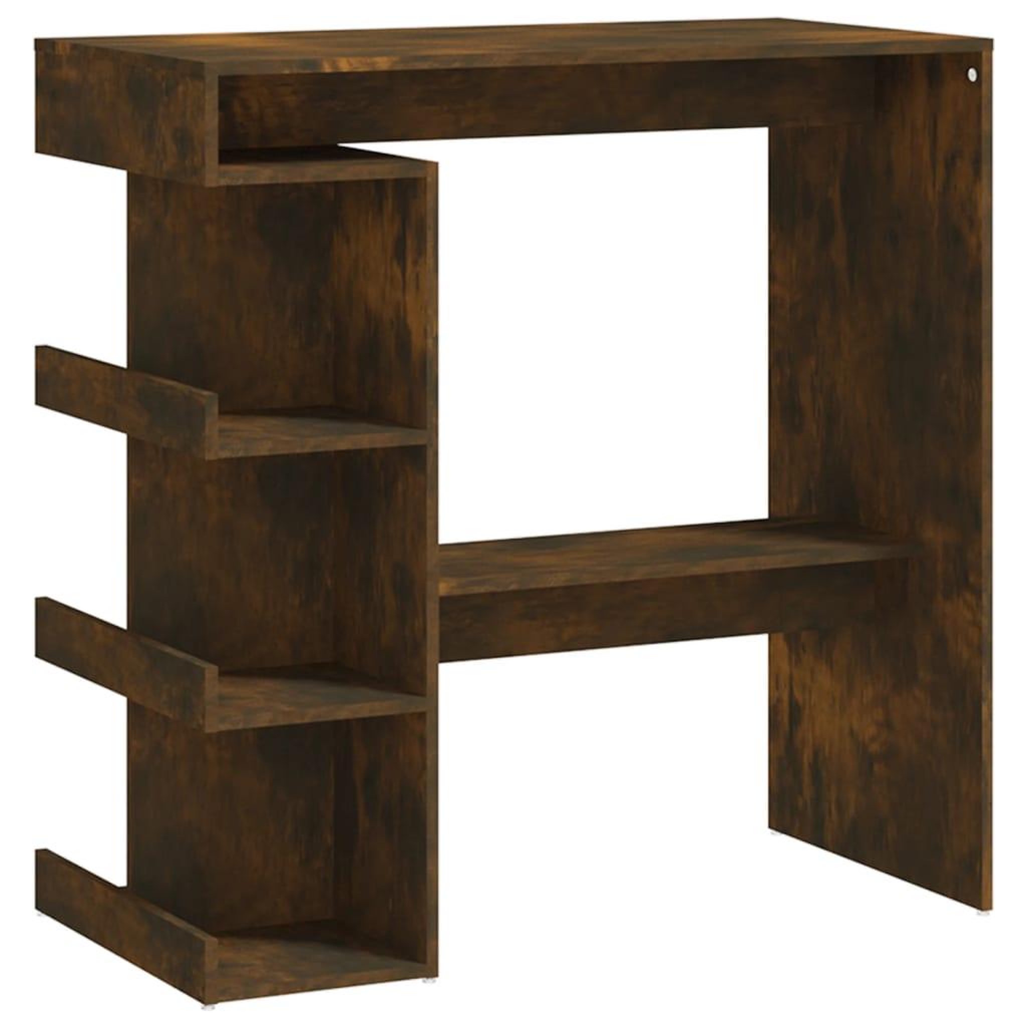 Voir la diapositive 2 : VIDAXL Table de bar et etagere de rangement chene fume bois ingenierie