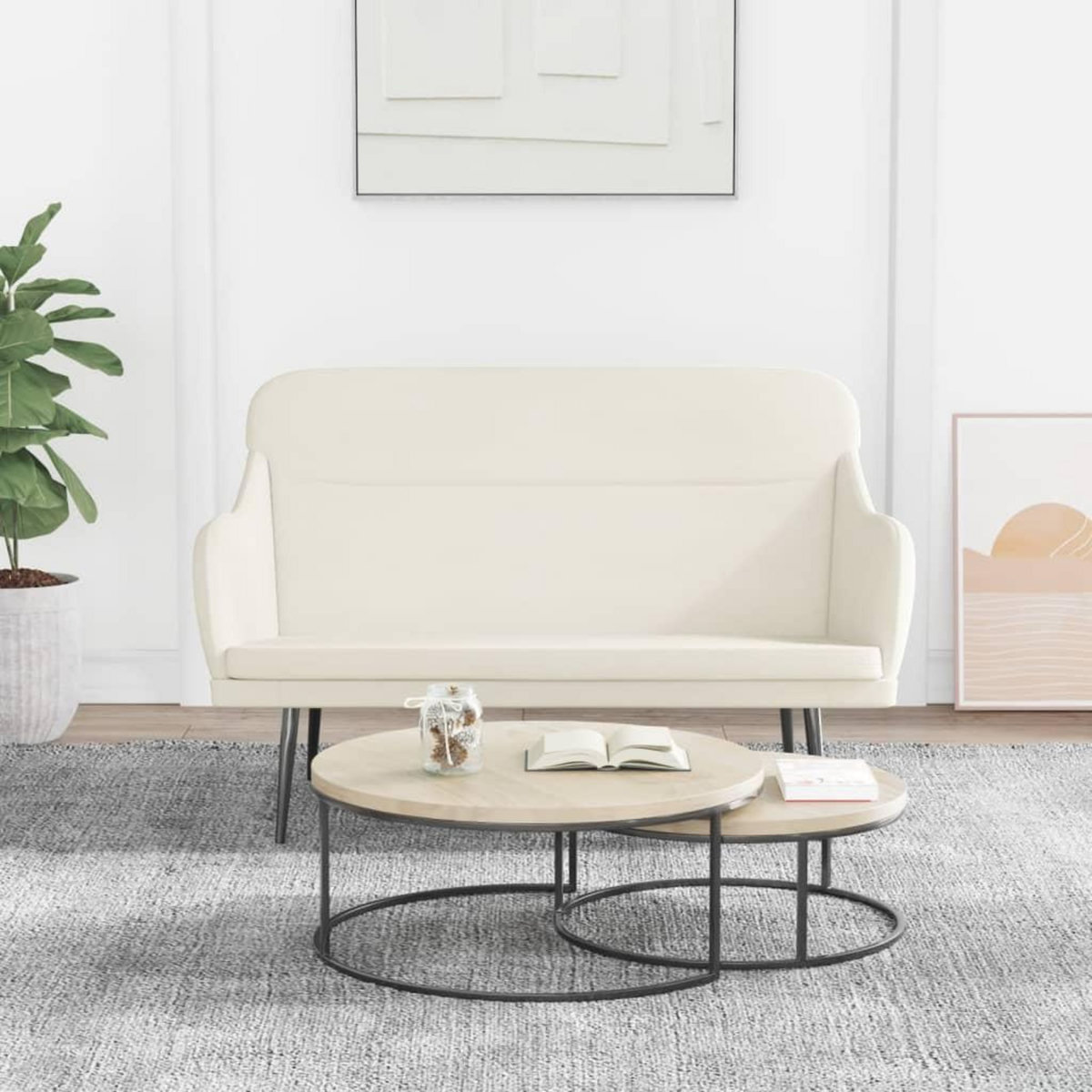 VIDAXL Banc Creme 110x76x80 cm Velours