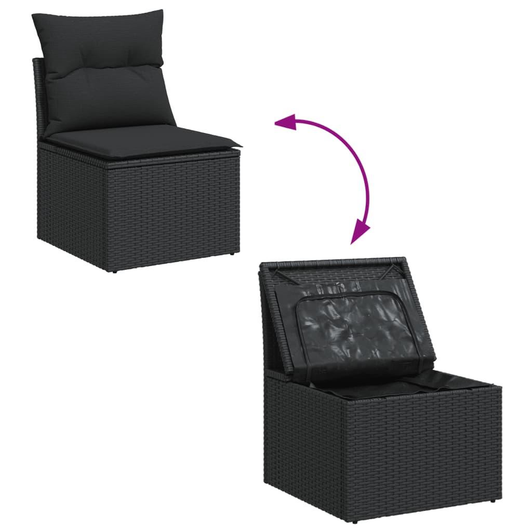 Voir la diapositive 5 : VIDAXL Salon de jardin 12 pcs avec coussins noir resine tressee