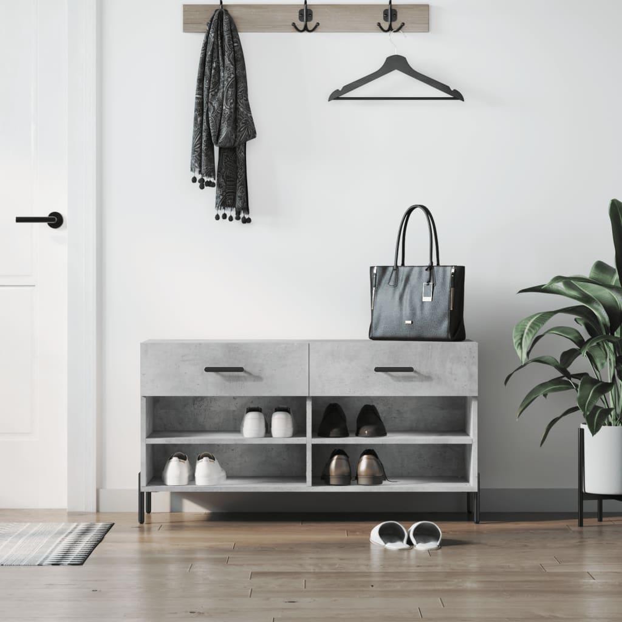 VIDAXL Banc a chaussures gris beton 102x35x55 cm bois d'ingenierie