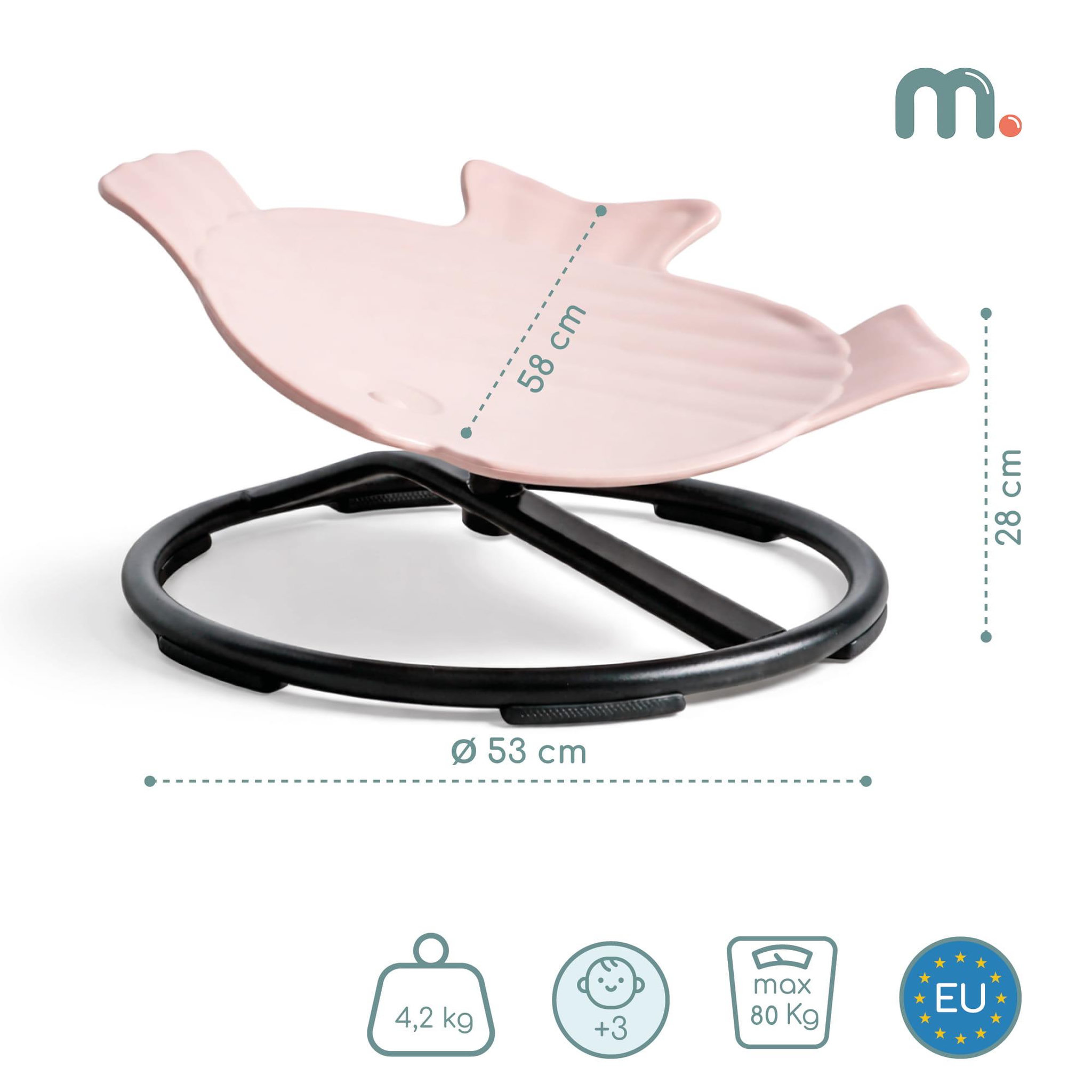 Voir la diapositive 3 : MAMABRUM Mini Carrousel Enfant Siege Sensoriel Rotatif Poisson Mamabrum, Charge 80kg