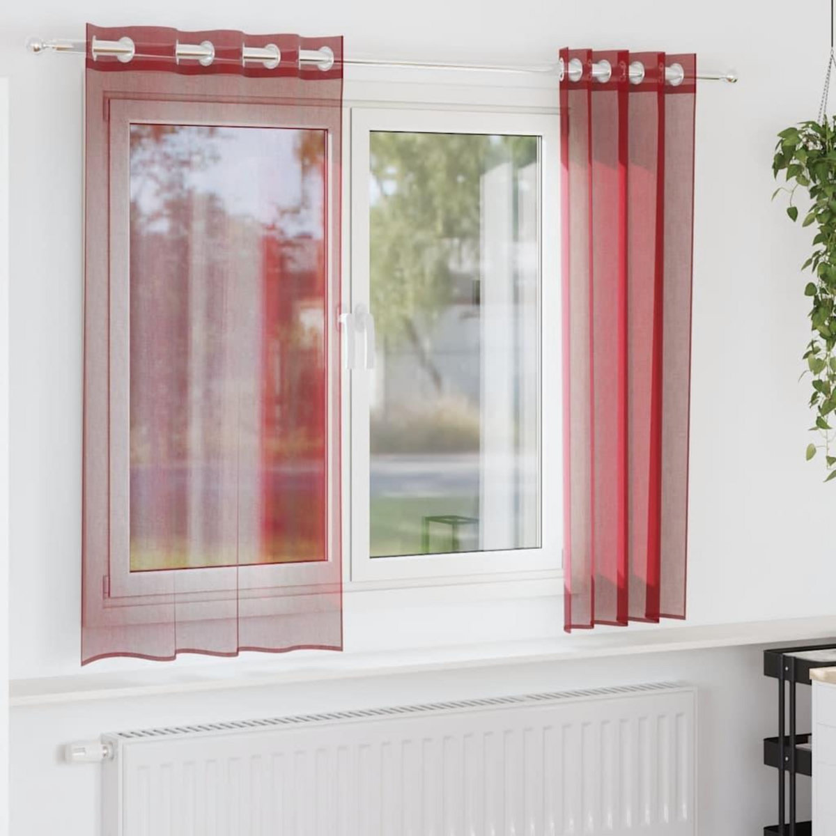 VIDAXL Rideaux en voile avec œillets 2 pcs rouge bordeaux