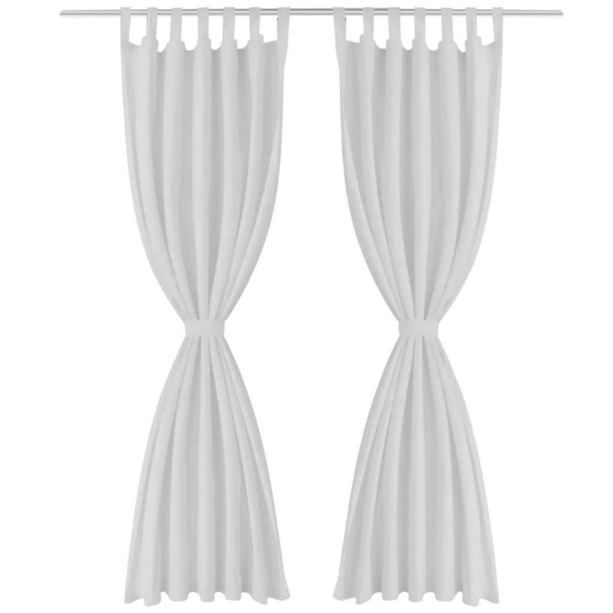 VIDAXL 2 pcs Rideau a Passant Micro Satin Blanc 140 x 175 cm