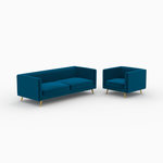 Rendez vous déco Ensemble canapé et fauteuil en velours bleu 3 places - Gatsby. Coloris disponibles : Vert