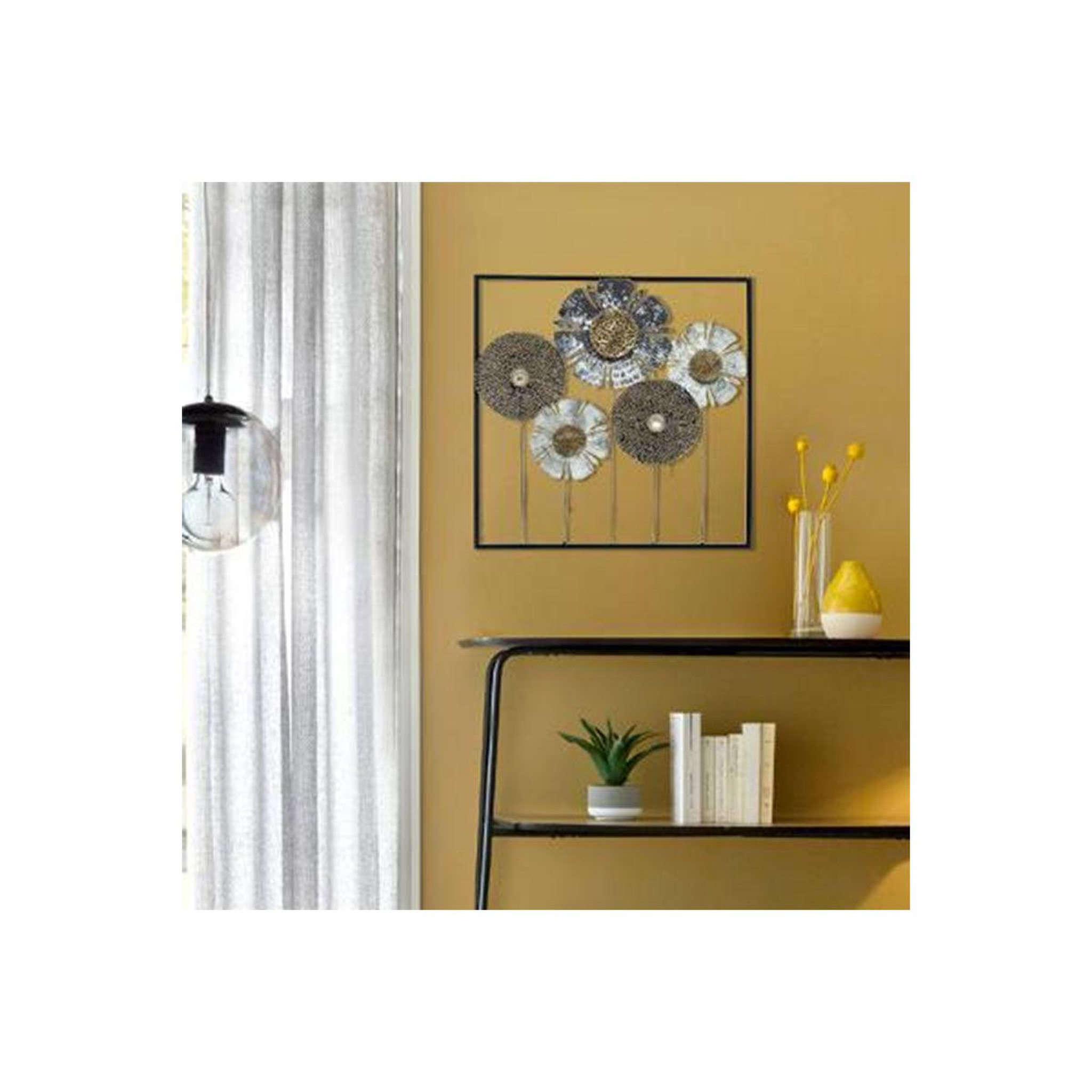 Voir la diapositive 3 : ATMOSPHERA Décoration murale métal  tournesol  50cm noir