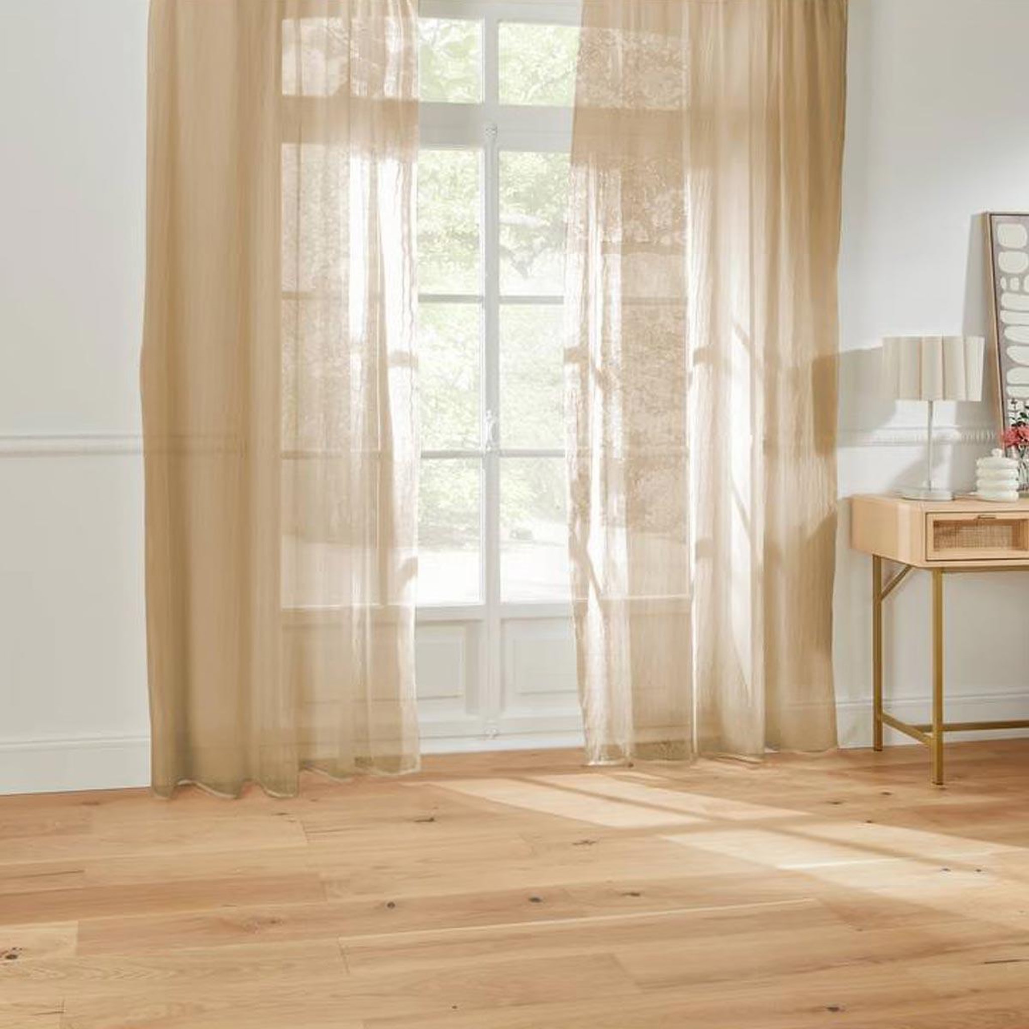 Voir la diapositive 3 : ATMOSPHERA Rideau voilage à œillets  mila  140x240cm beige lin