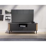 BEST MOBILIER Camberwell - meuble tv - gris et effet bois - 2 portes, 1 tiroir et 1 niche - 138 cm. Coloris disponibles : Marron