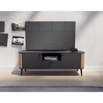 BEST MOBILIER Camberwell - meuble tv - gris et effet bois - 2 portes, 1 tiroir et 1 niche - 138 cm. Coloris disponibles : Marron