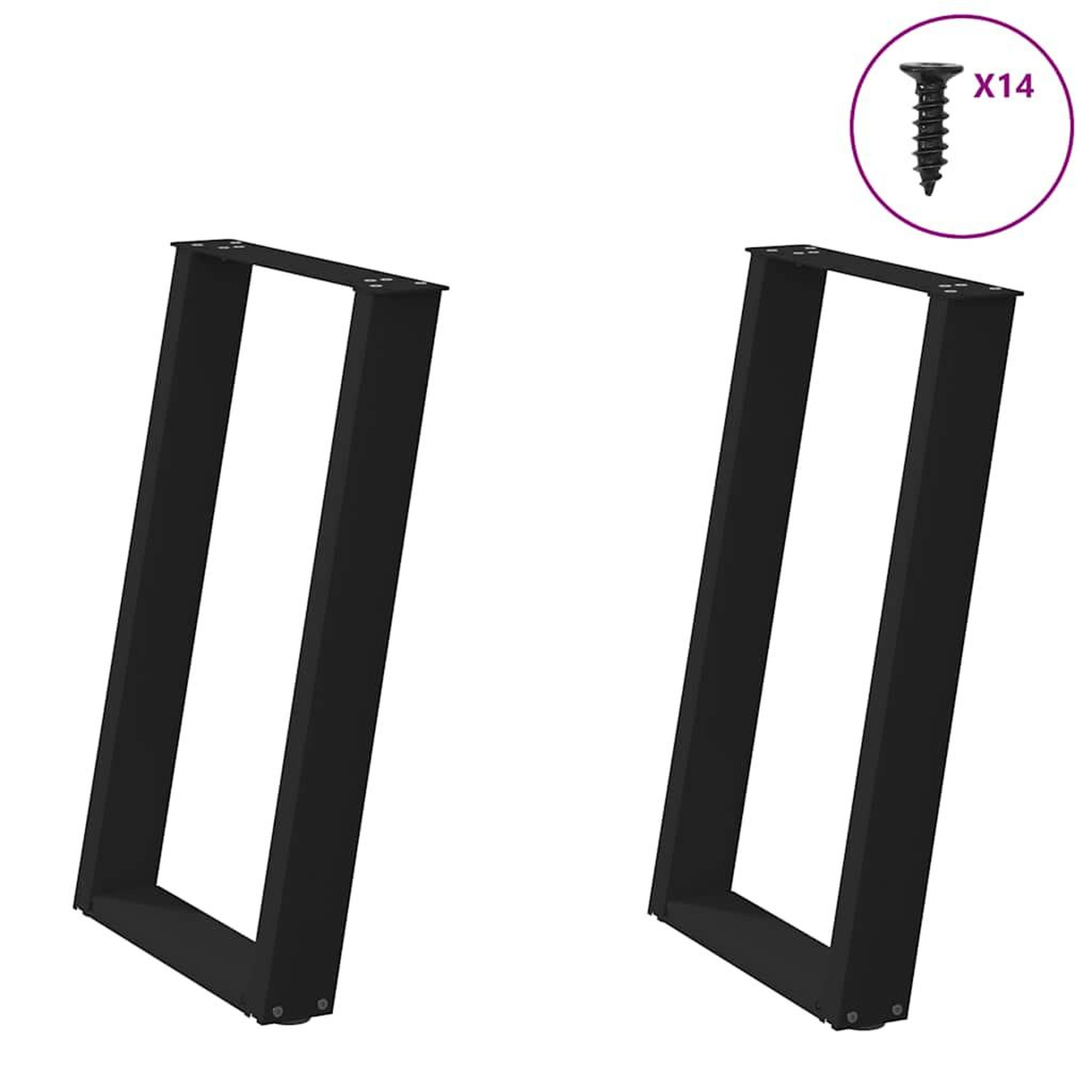 VIDAXL Pieds de table a manger forme de U 2 pcs noir 60x(72-73) cm