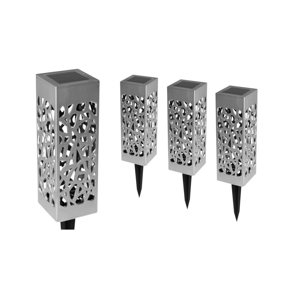 Inkazen Lot de 4 bornes solaires Argentées - MONA SILVER