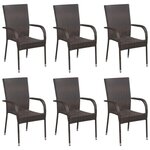 VIDAXL Chaises empilables d'exterieur lot de 6 Resine tressee Marron