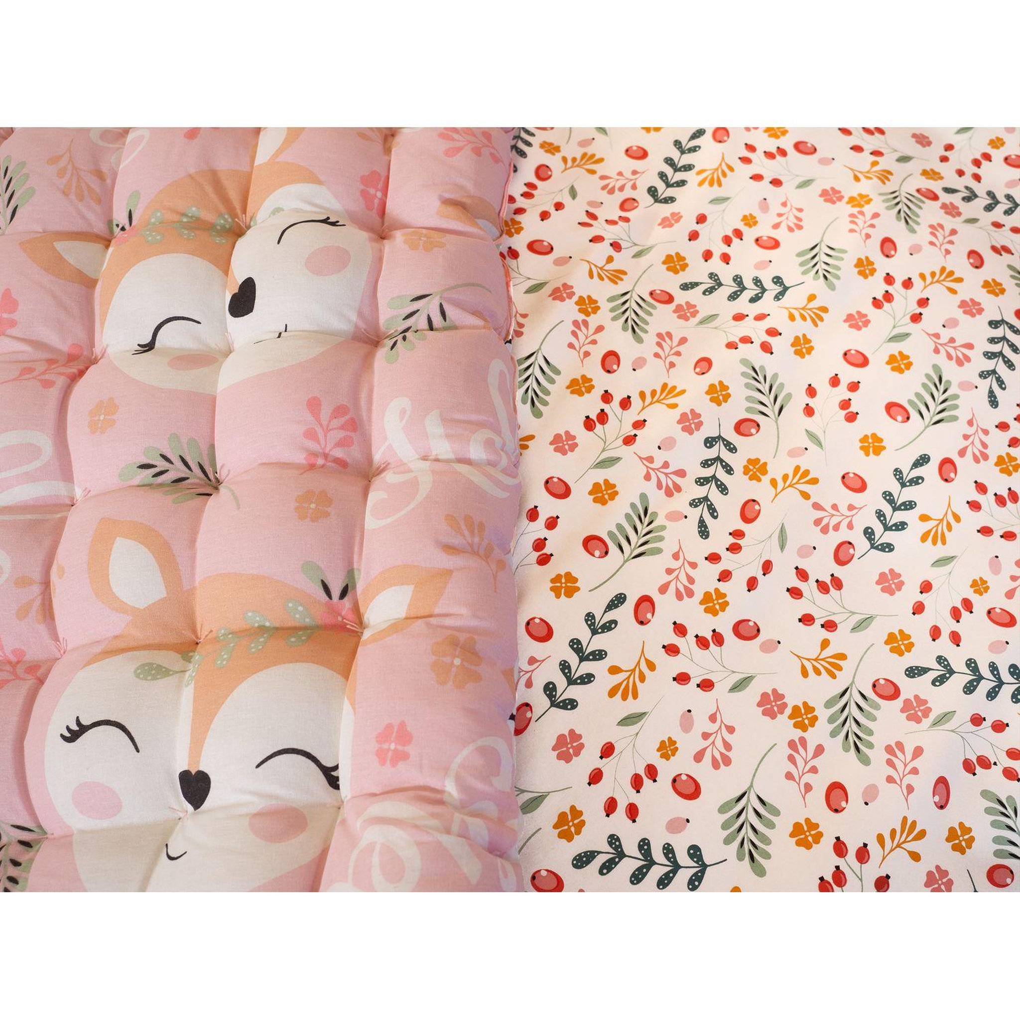 Voir la diapositive 3 : COTE DECO Matelas de sol enfant Renard - 100% coton 120 g/m² - 55 x 120 cm