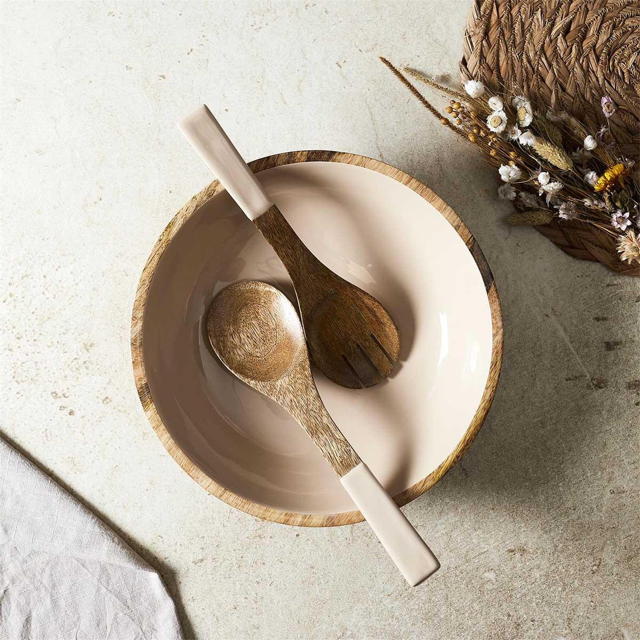 Voir la diapositive 6 : The Home Deco Factory Saladier uni en bois  dune  33cm beige